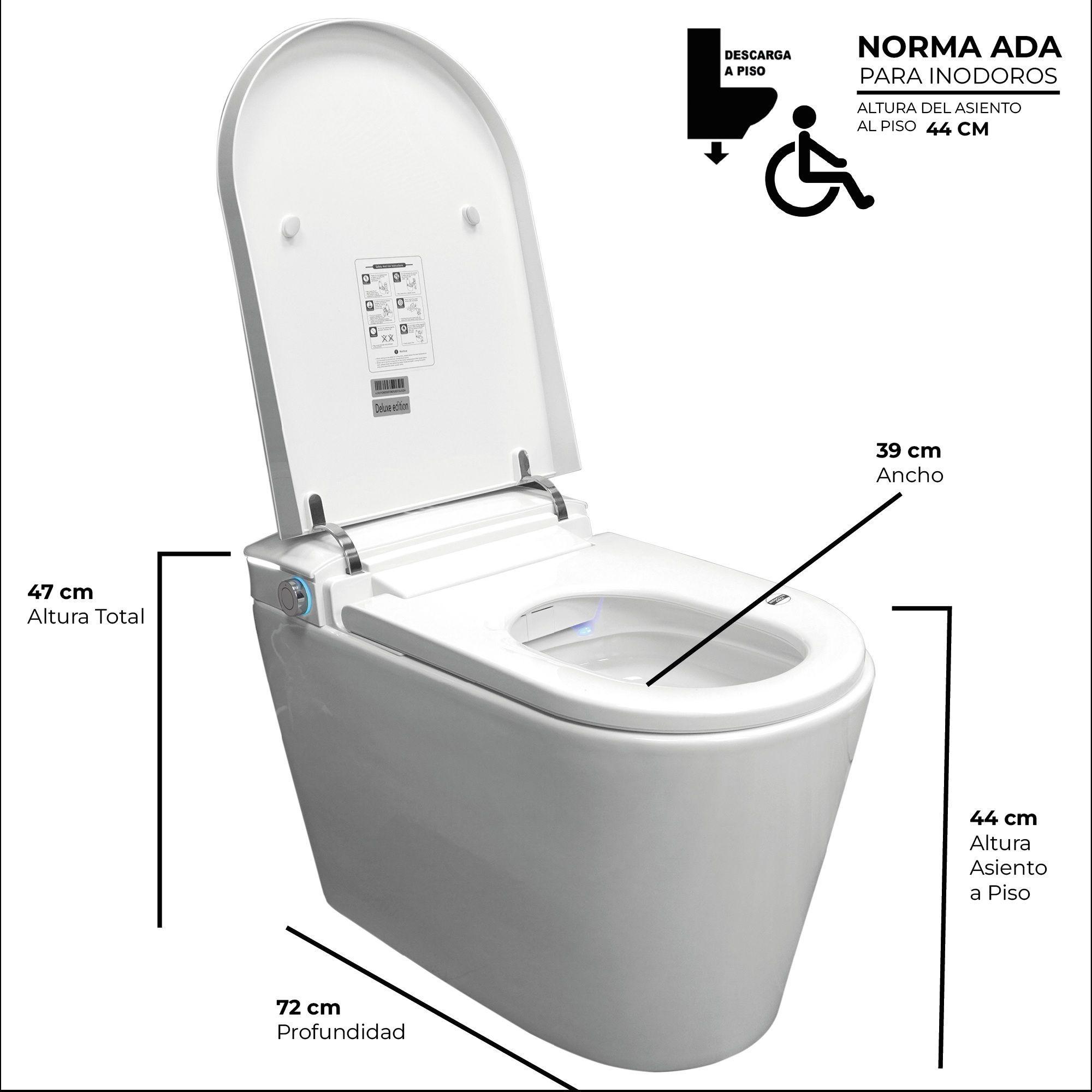 WC Inodoro Inteligente Apertura/Cierre Automático Descarga a Piso 30 cm-7