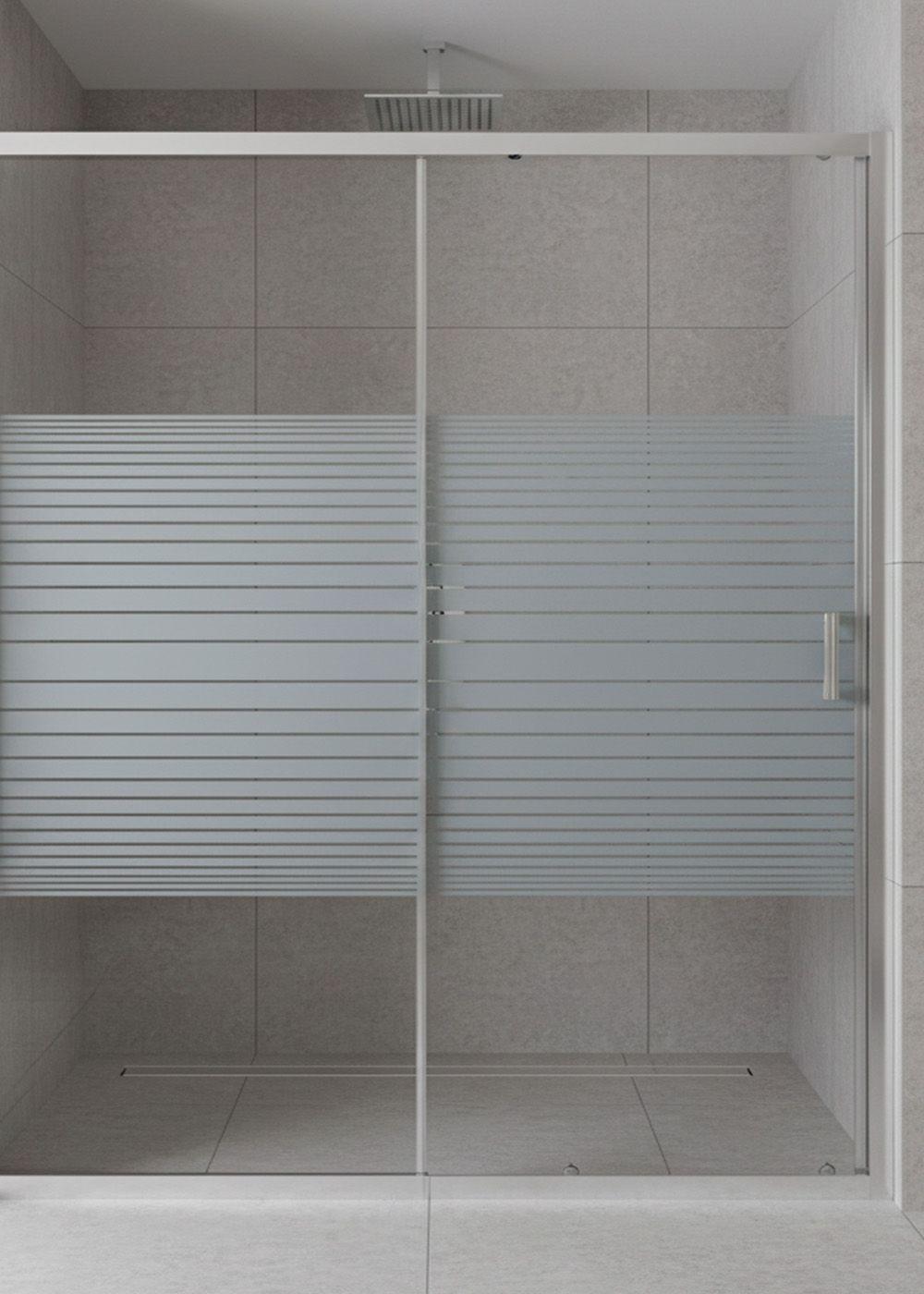 MAMPARA AJUSTABLE DE DUCHA STRAVA 160-180 LINEAS BLANCAS (2 HOJAS)-2