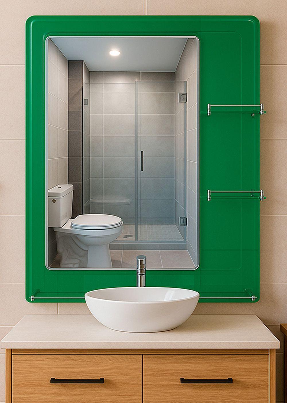 Espejo con Repisas Rectangular Green 80x60 cm-4