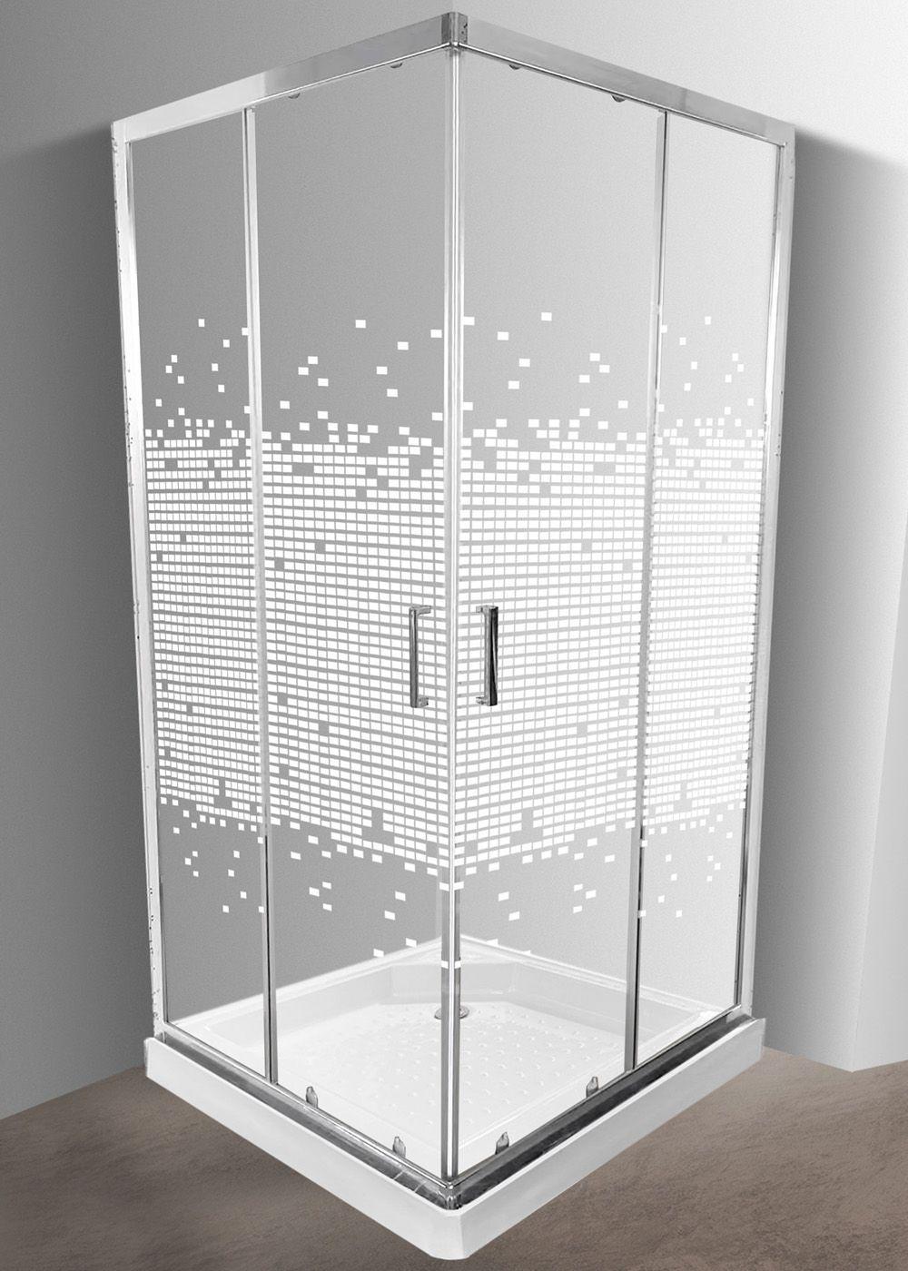 Shower 90x90 Recto Elegant Joytek Mosaico Blanco con Receptáculo-2
