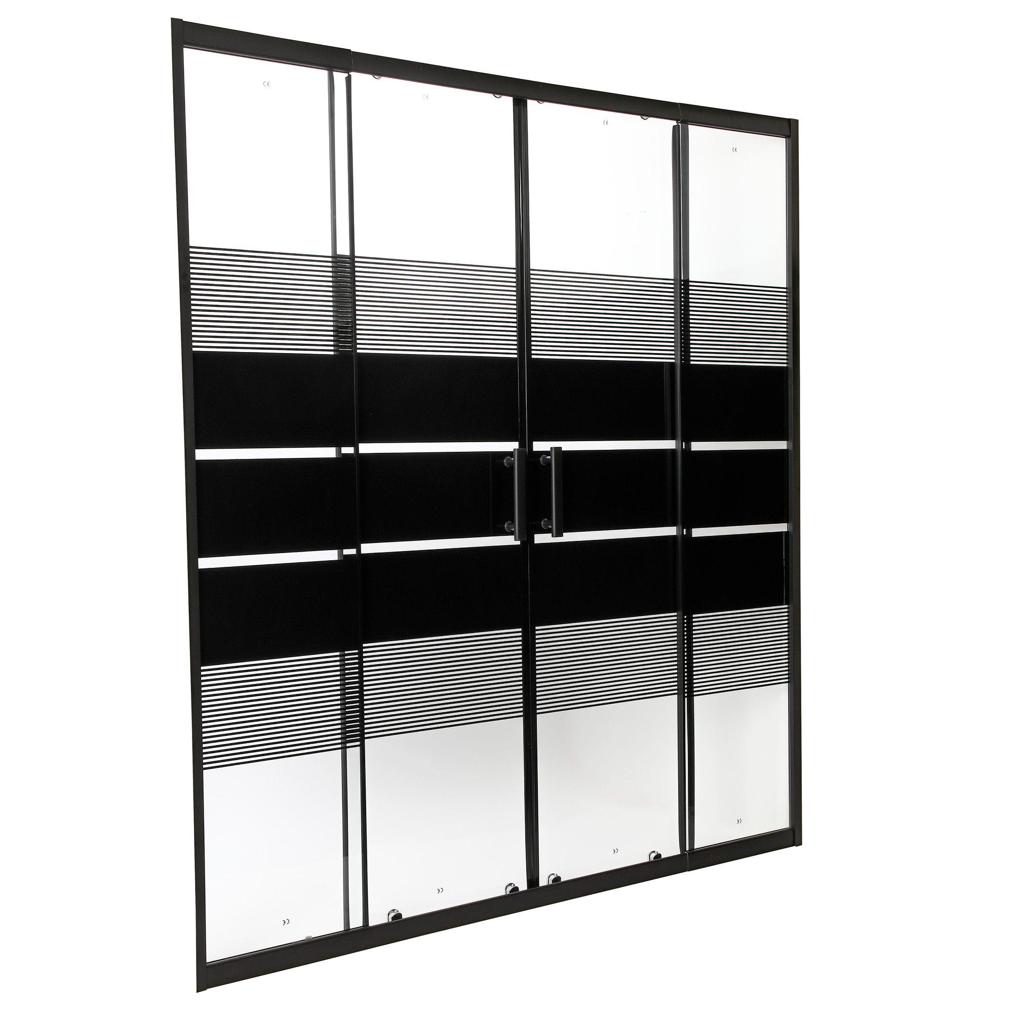 Mampara con Diseño Negra ajustable 160-175x185 cm 5mm-2