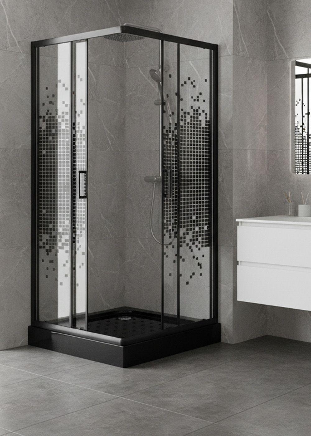 SHOWER DOOR JOYTEK RECTO MOSAIC BLACK 80X80X199 CM (INCLUYE RECEPTÁCULO)-4