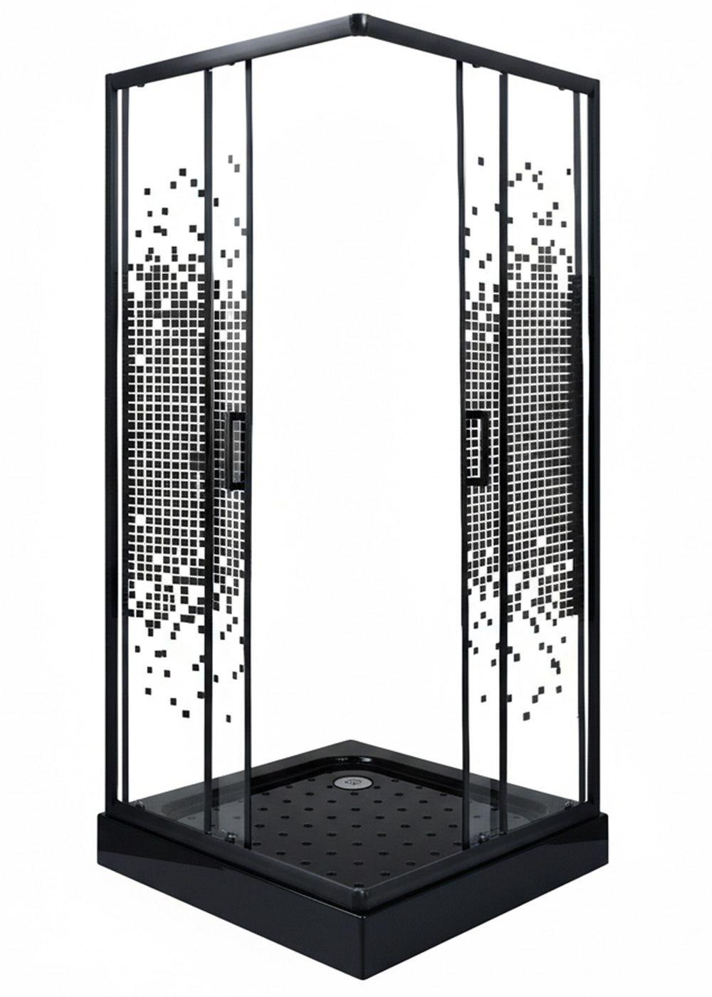 SHOWER DOOR JOYTEK RECTO MOSAIC BLACK 80X80X199 CM (INCLUYE RECEPTÁCULO)-5