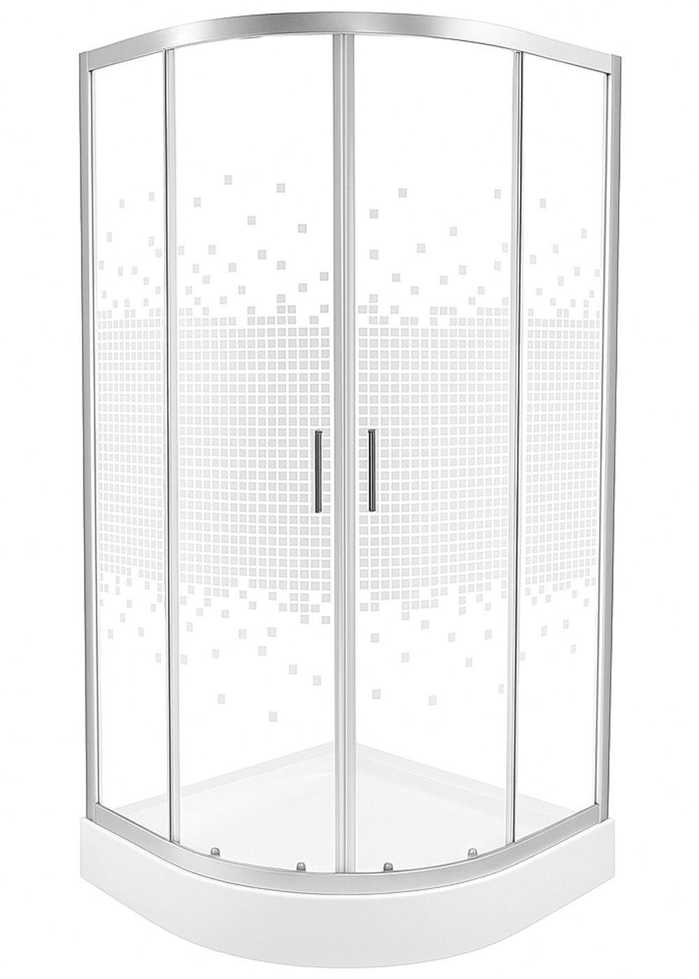 Shower 90x90 Curvo Elegant Joytek Mosaico Blanco con Receptáculo-0