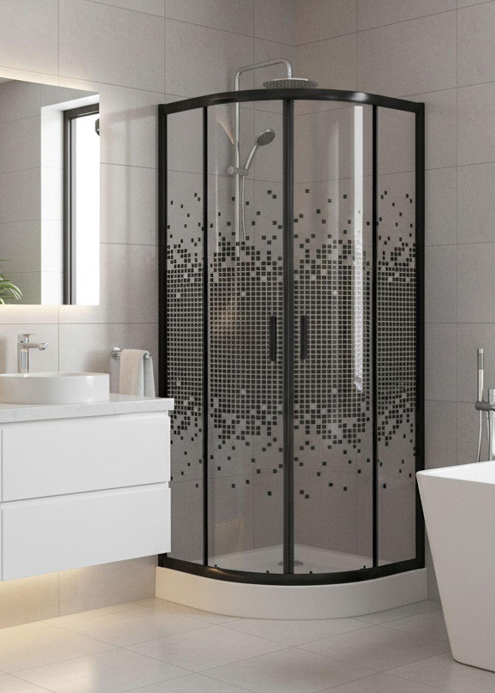 SHOWER DOOR JOYTEK CURVO MOSAIC BLACK 70X70X199 CM (INCLUYE RECEPTÁCULO)-2