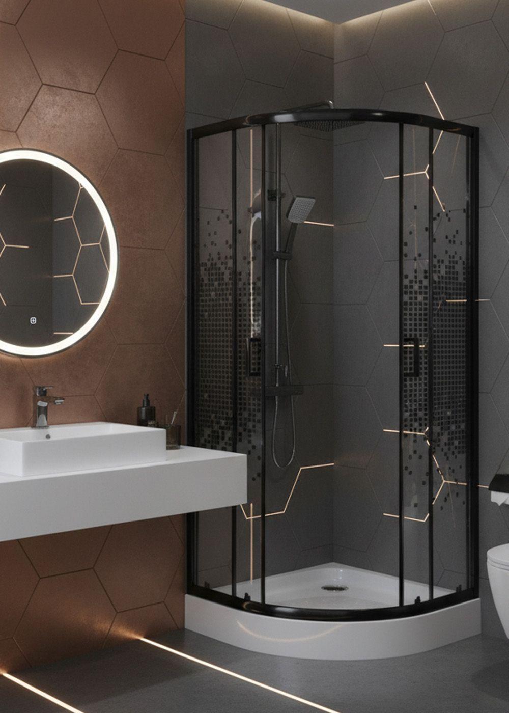 SHOWER DOOR JOYTEK CURVO MOSAIC BLACK 70X70X199 CM (INCLUYE RECEPTÁCULO)-4