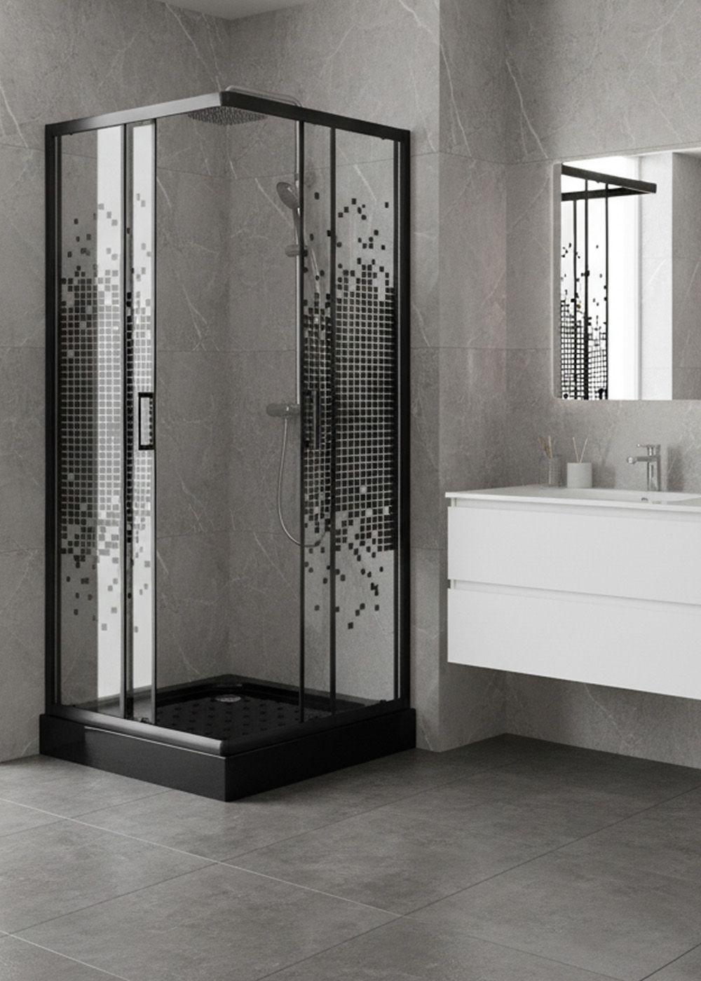 SHOWER DOOR JOYTEK RECTO MOSAIC BLACK 70X70X199 CM (INCLUYE RECEPTÁCULO)-5