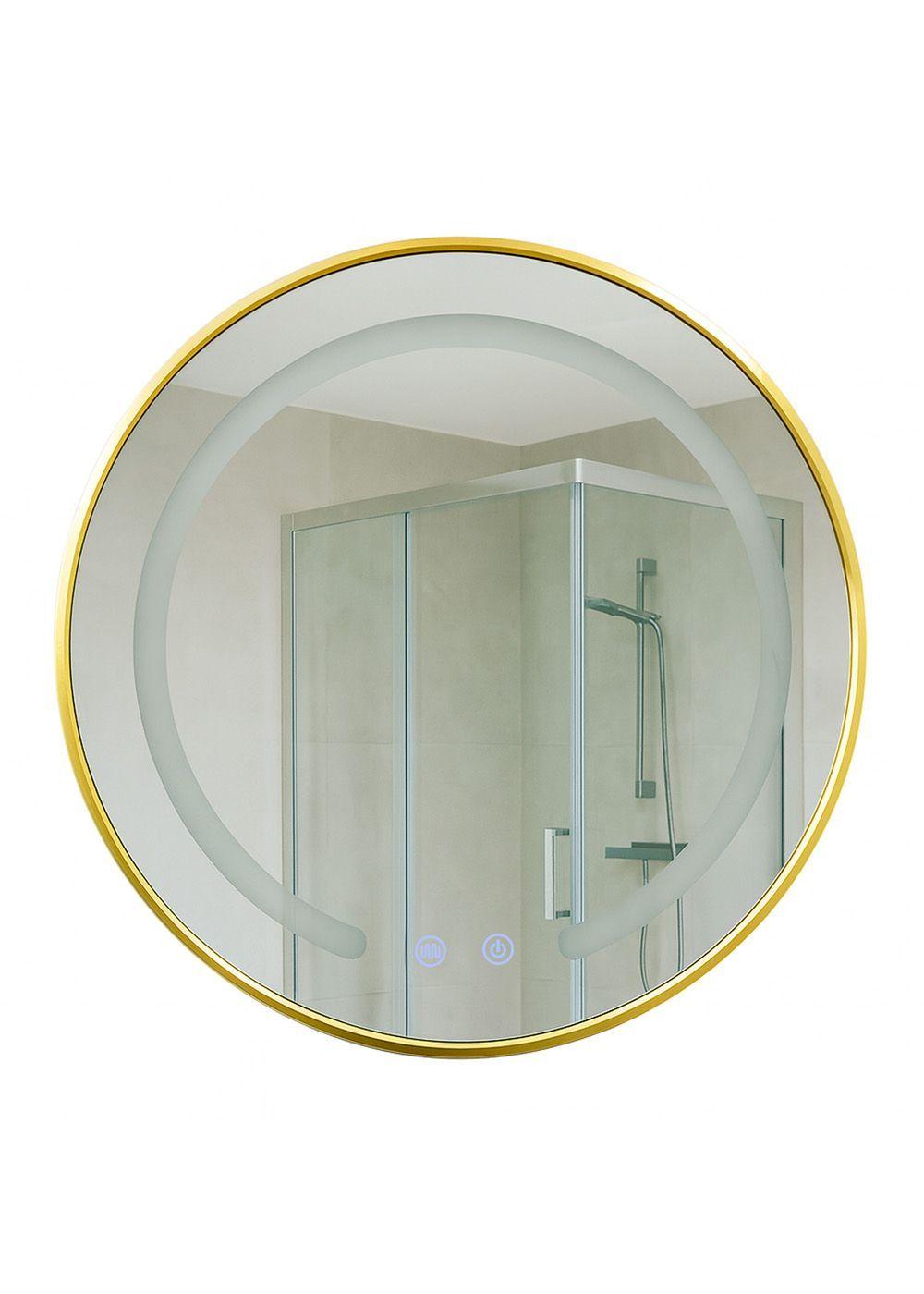 Espejo Redondo Marco Dorado Touch con Luz Led 3 colores 60 cm-2