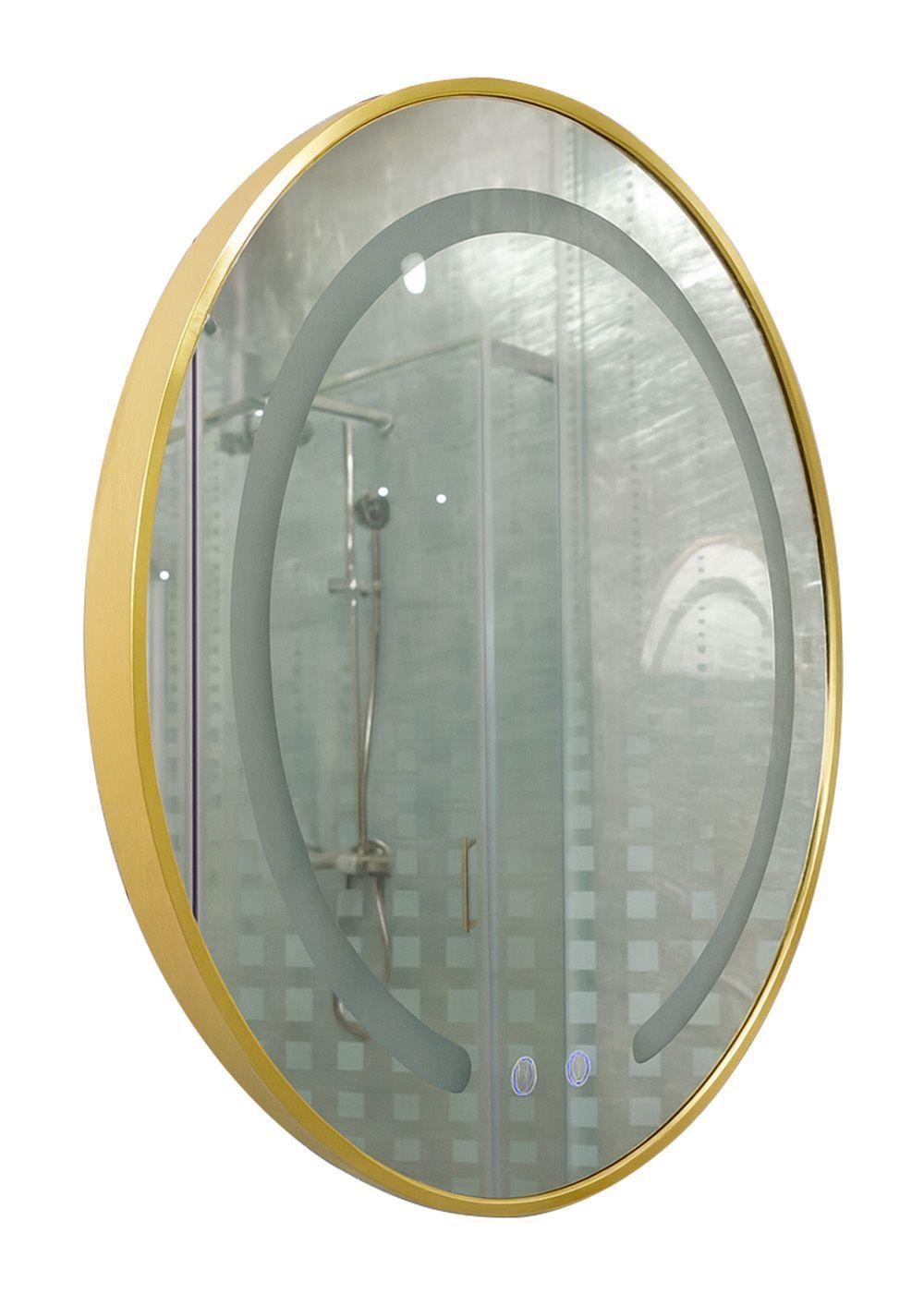 Espejo Redondo Marco Dorado Touch con Luz Led 3 colores 60 cm-5