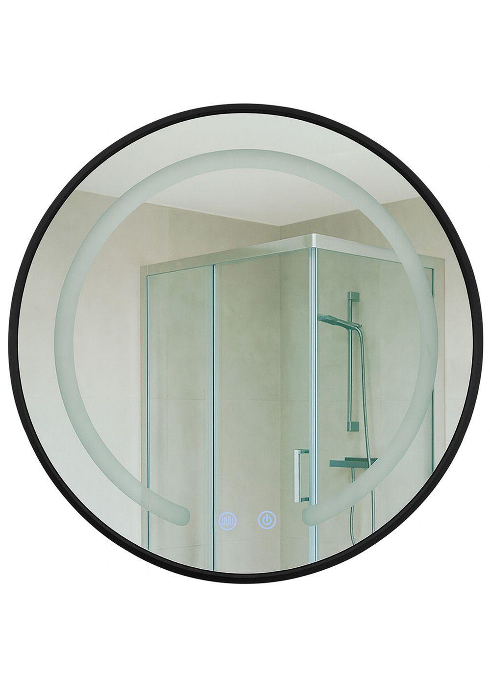 Espejo Redondo Marco Negro Touch con Luz Led 3 colores 80 cm-2