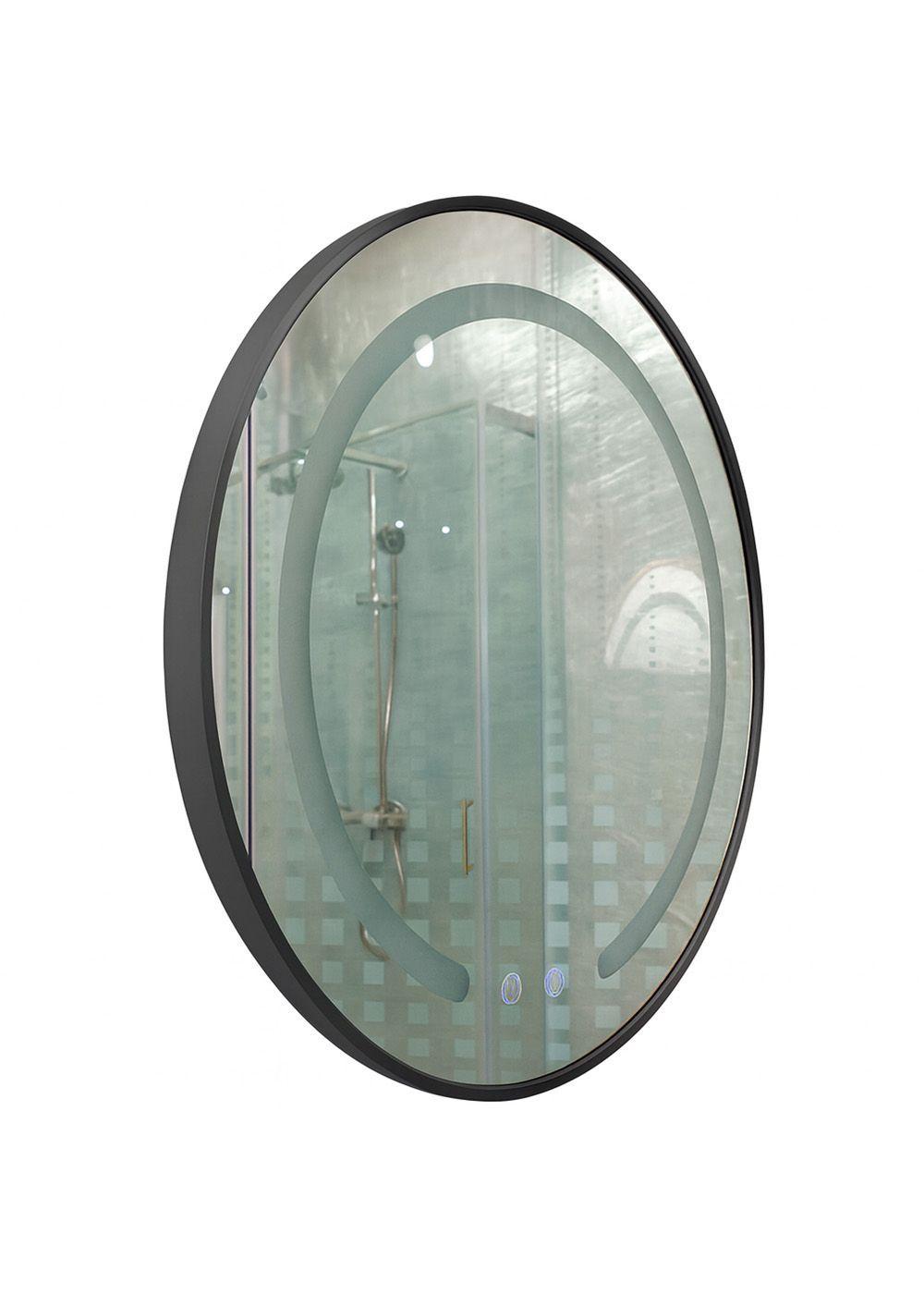 Espejo Redondo Marco Negro Touch con Luz Led 3 colores 80 cm-5