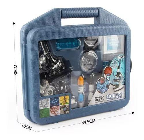 Set Microscopio + Kit De Accesorios 1200x Maletin Plastico-4
