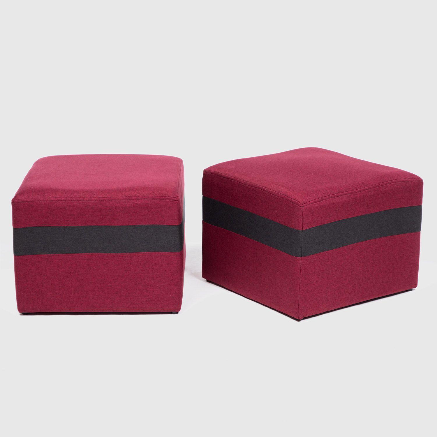 SOFA PARIS 2 POUF NEGRO ROJO-3