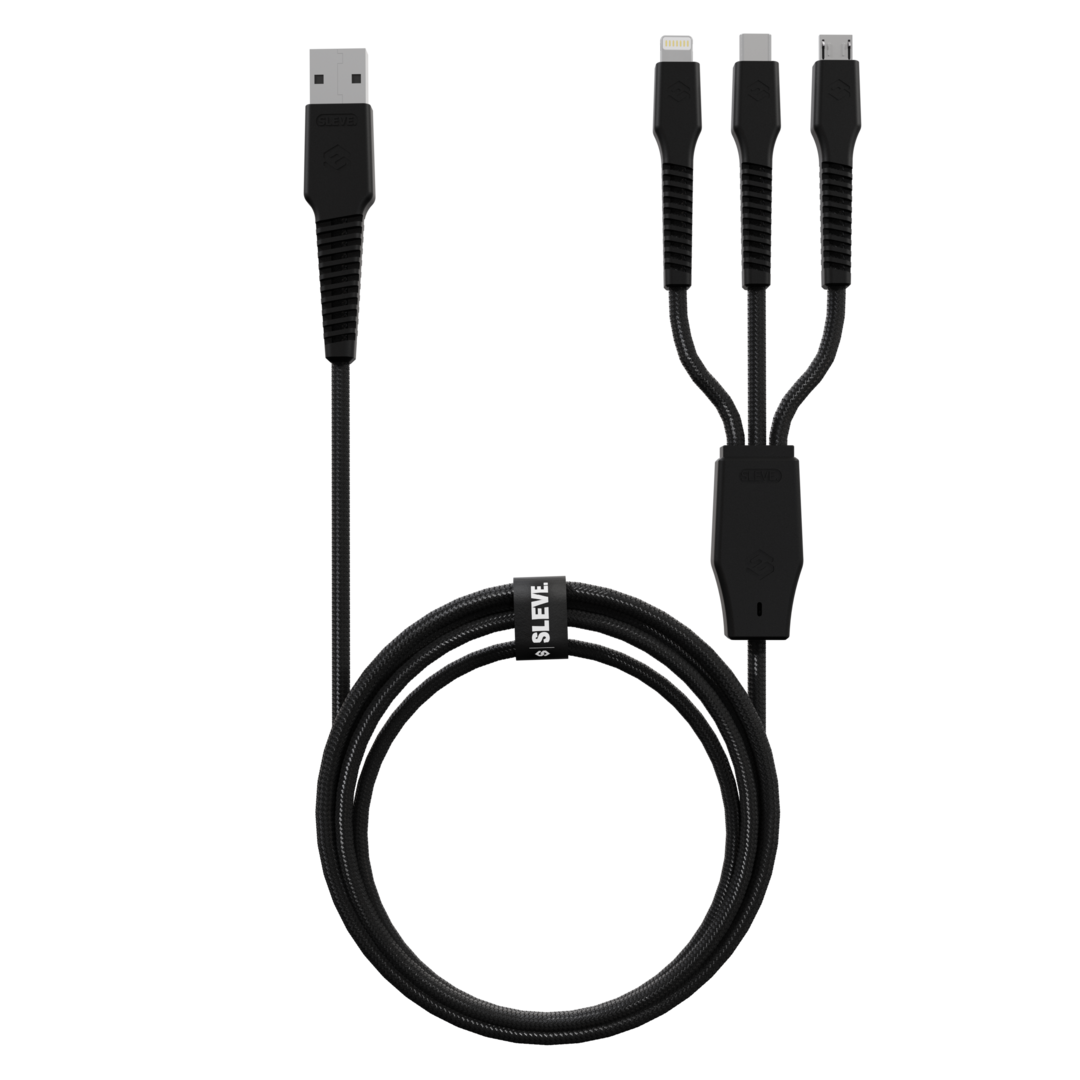 Cable Cargador Sleve Line X Usb A Triple Usb Black-2