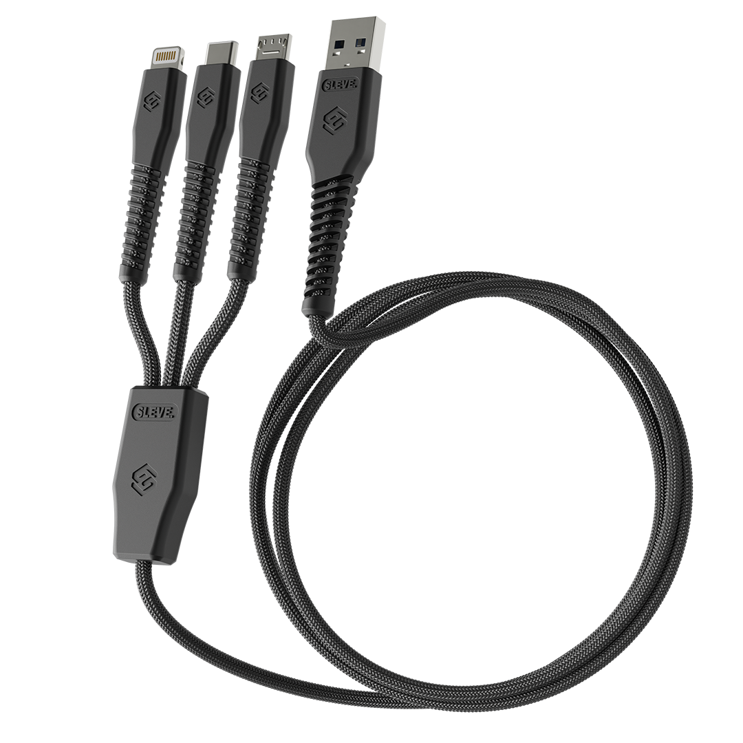 Cable Cargador Sleve Line X Usb A Triple Usb Black-0