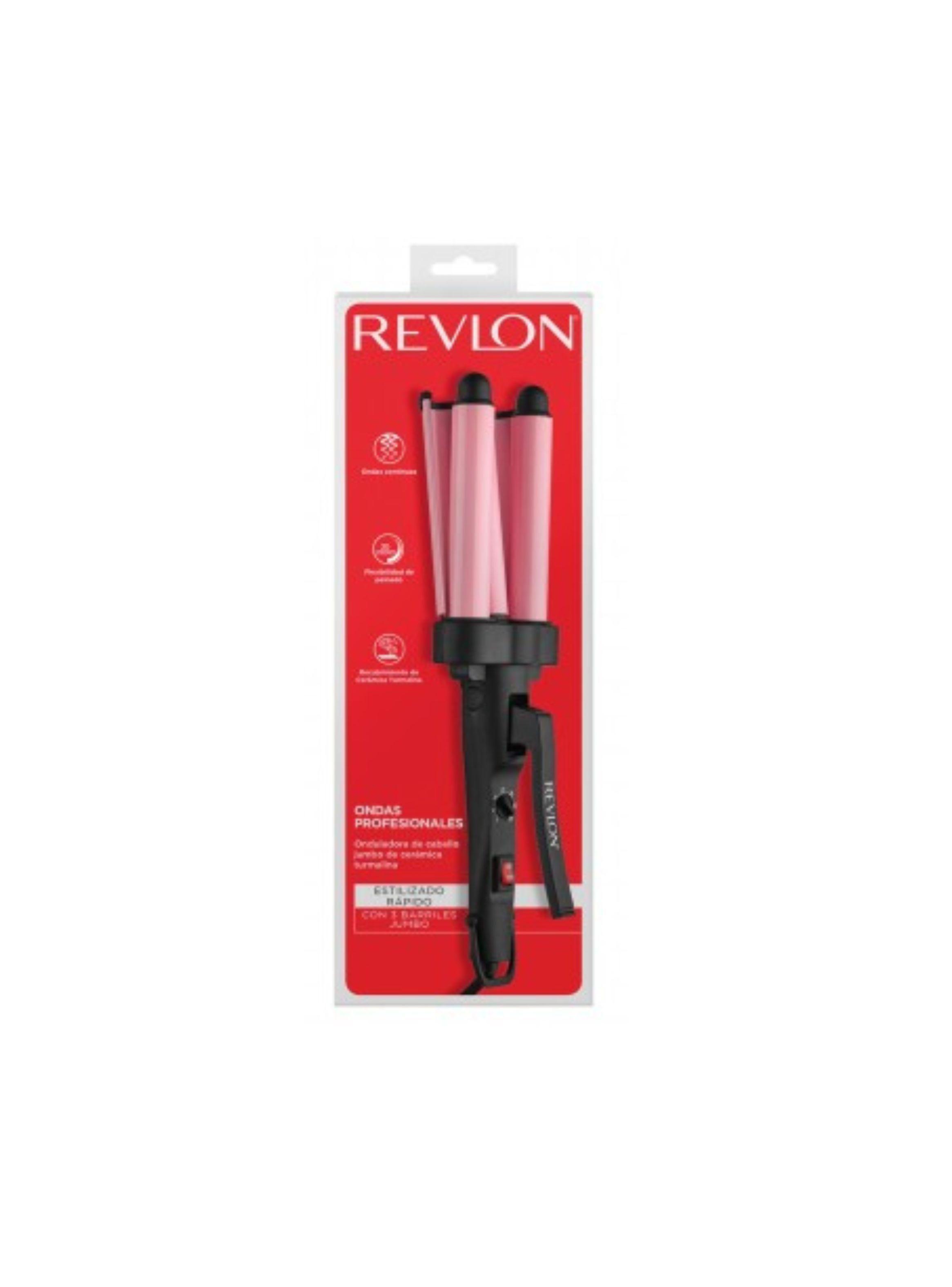 Rizador Ondulador de Pelo Triple REVLON Jumbo Profesional Rosa-3