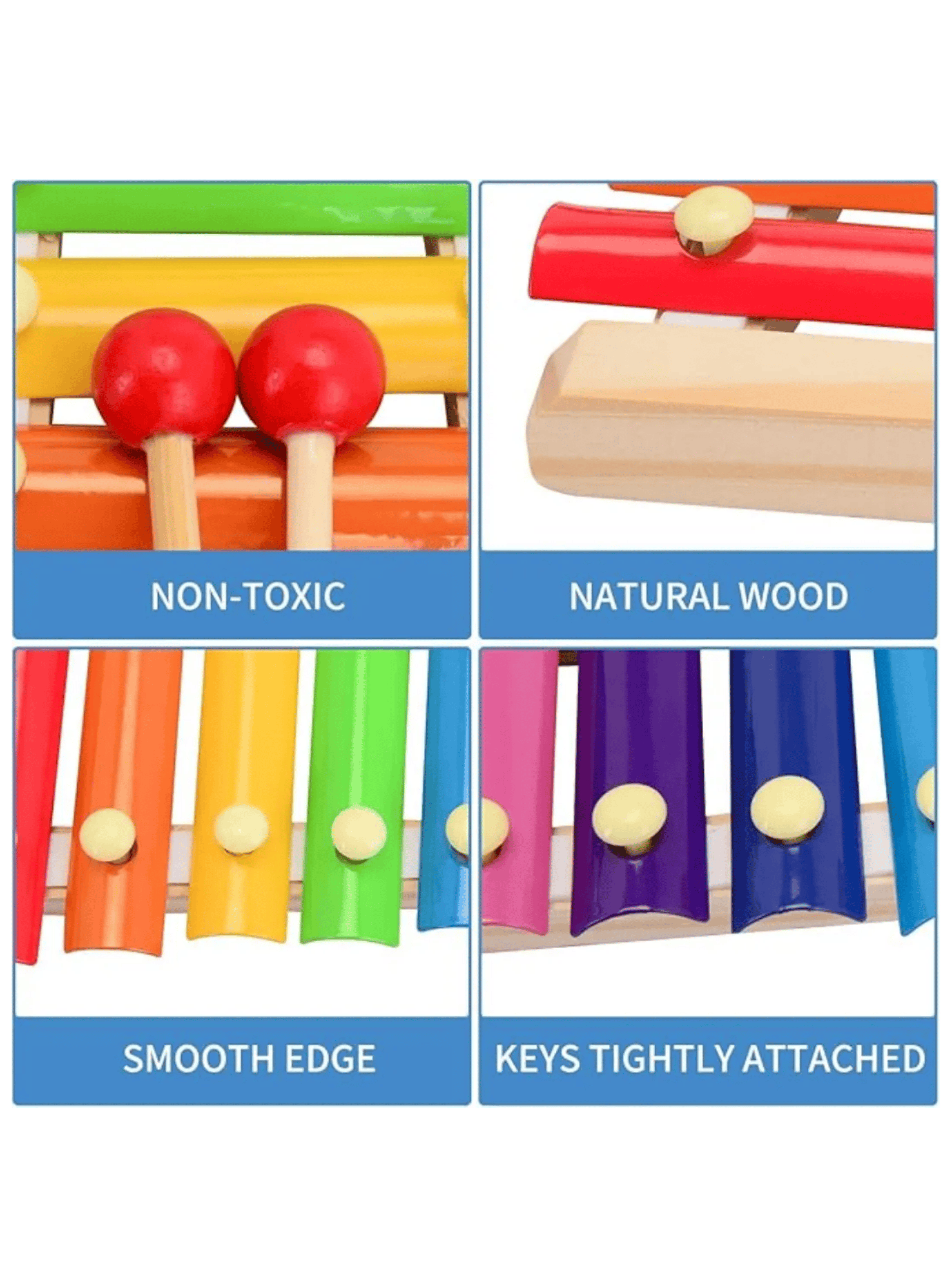 Xilofono de Madera para Ni os Juguete Musical Educativo de 8 Notas-4
