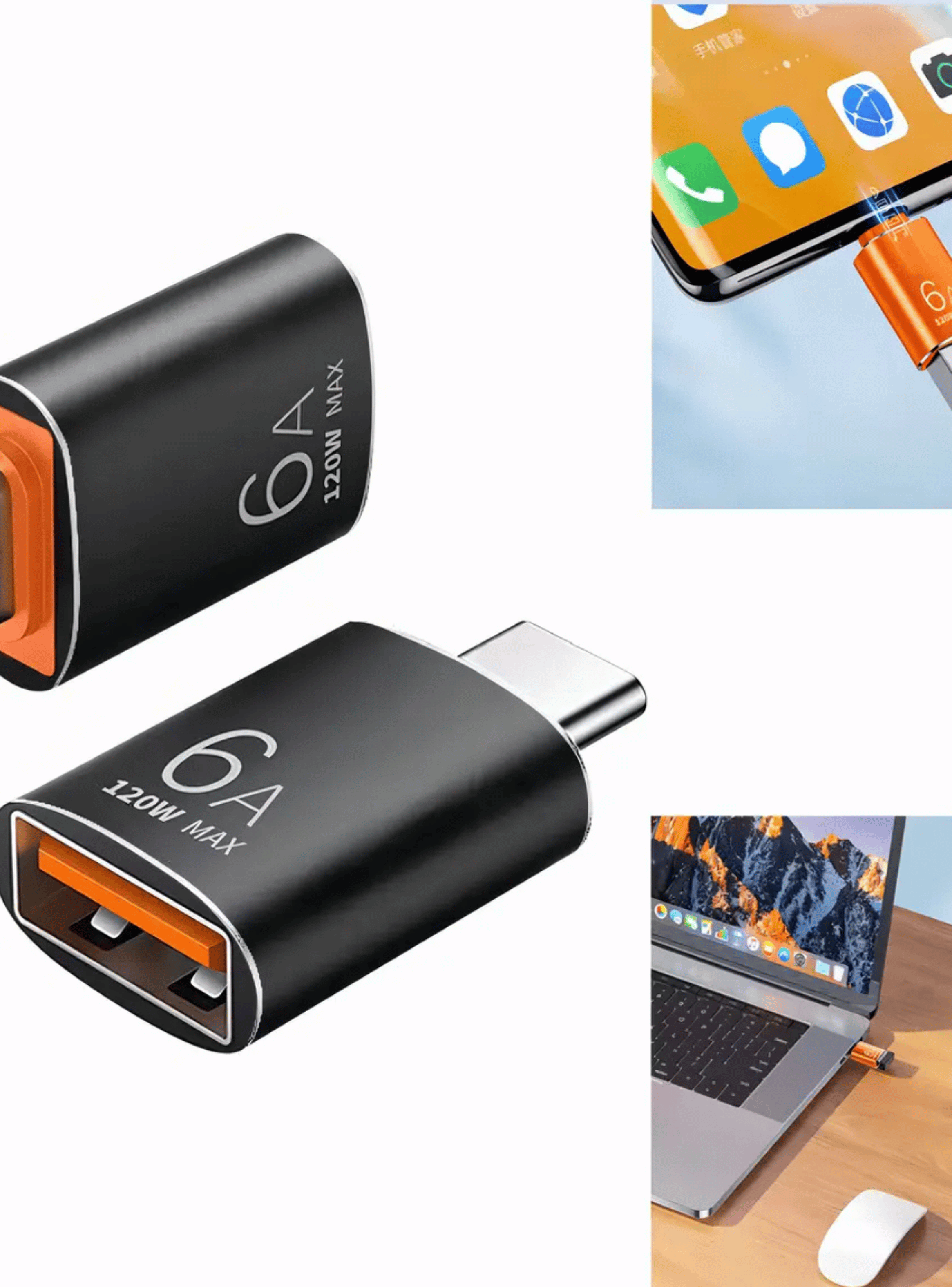 Adaptador OTG USB A Tipo C Motomo Negro Para Celular Tablet-2
