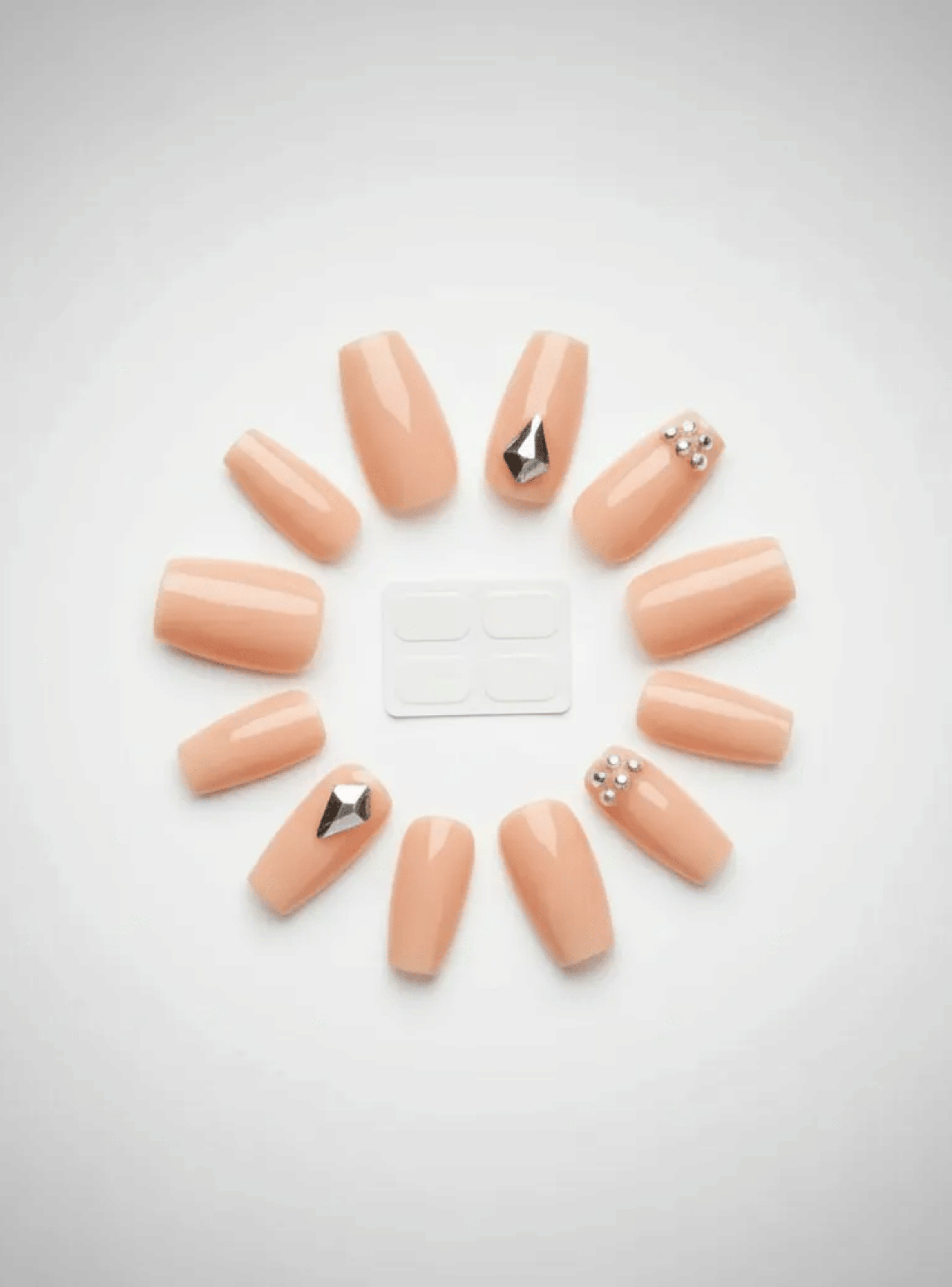 Uñas Press On Autoadhesivas Acabado Natural Diseño Piedras Preciosas-1