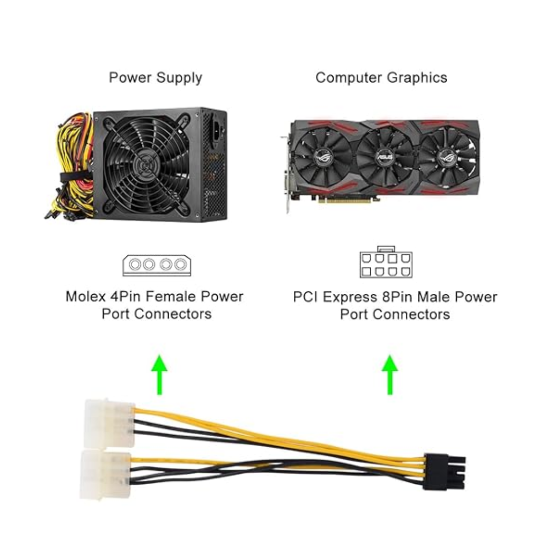 Cable Adaptador Molex 2x4 Pin a PCIe 8 Pin para GPU-6