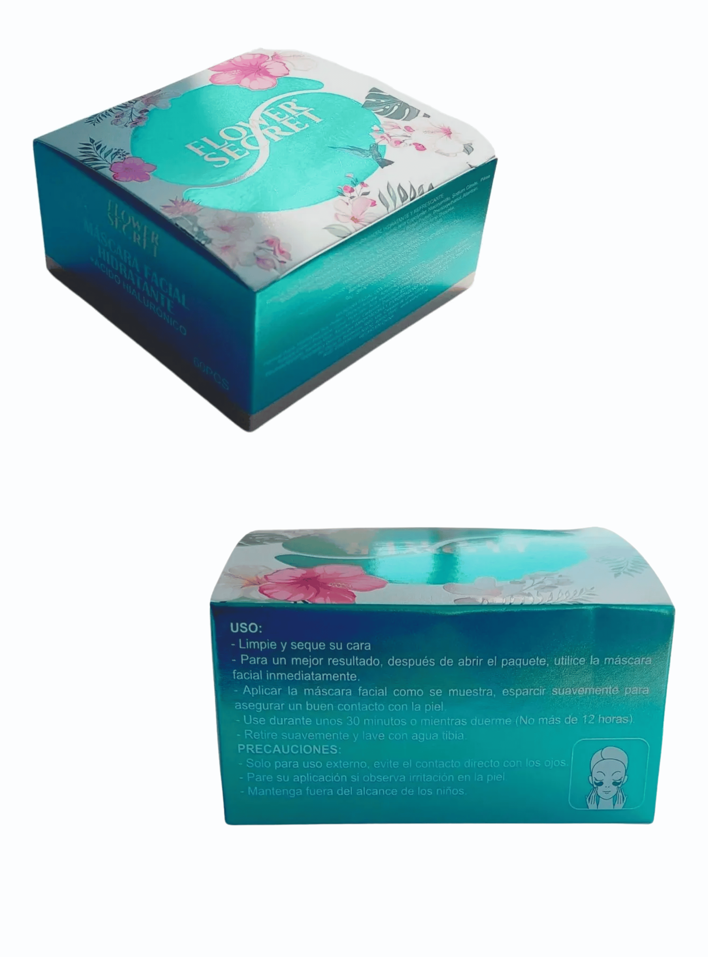 60 Parches Verde Mascara Facial Hidratante para Ojeras con Acido Hialuronico-2