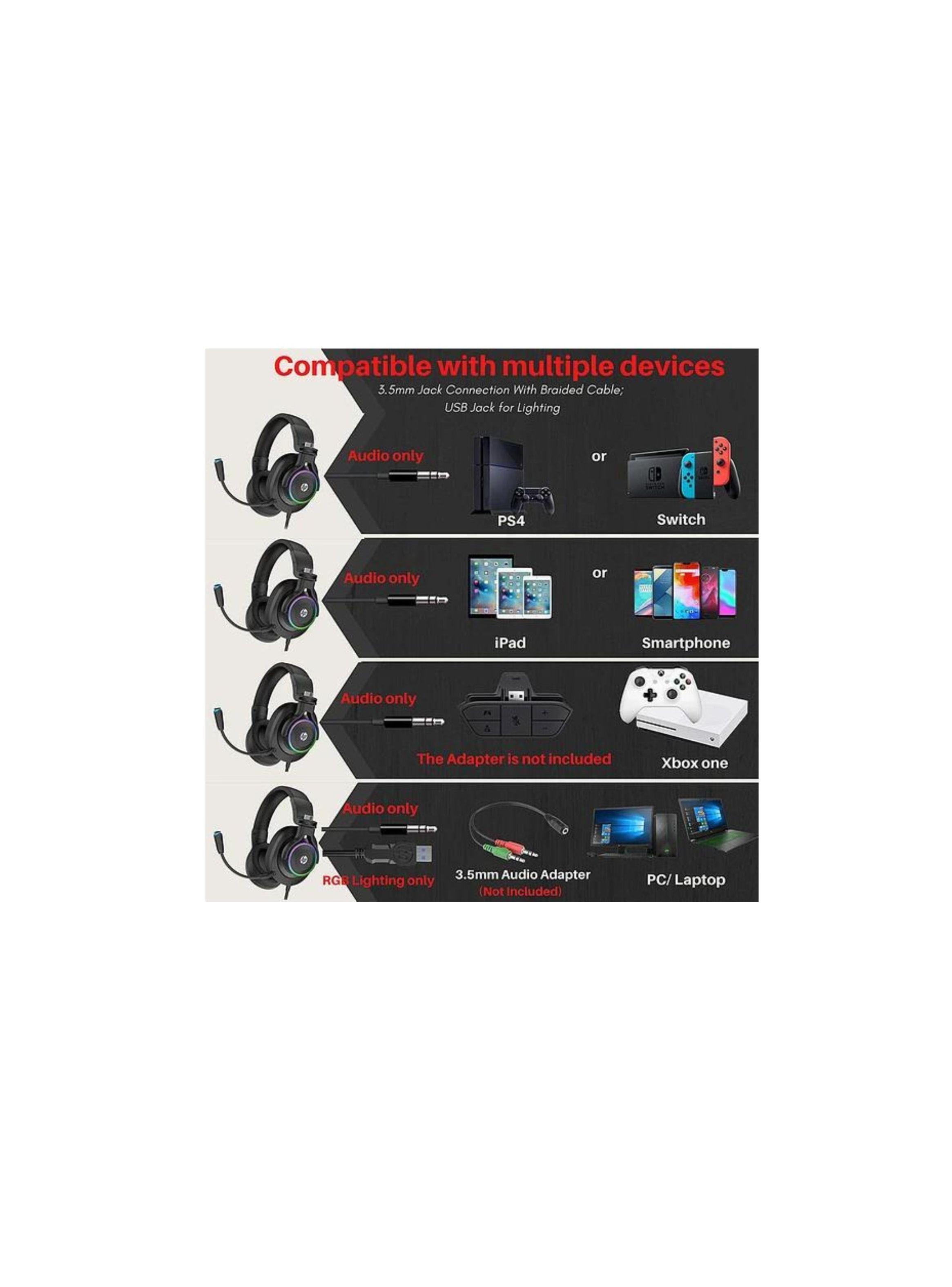 Audifonos Gamer HP H360, Microfono, PC, Celular, Consolas, RGB-3