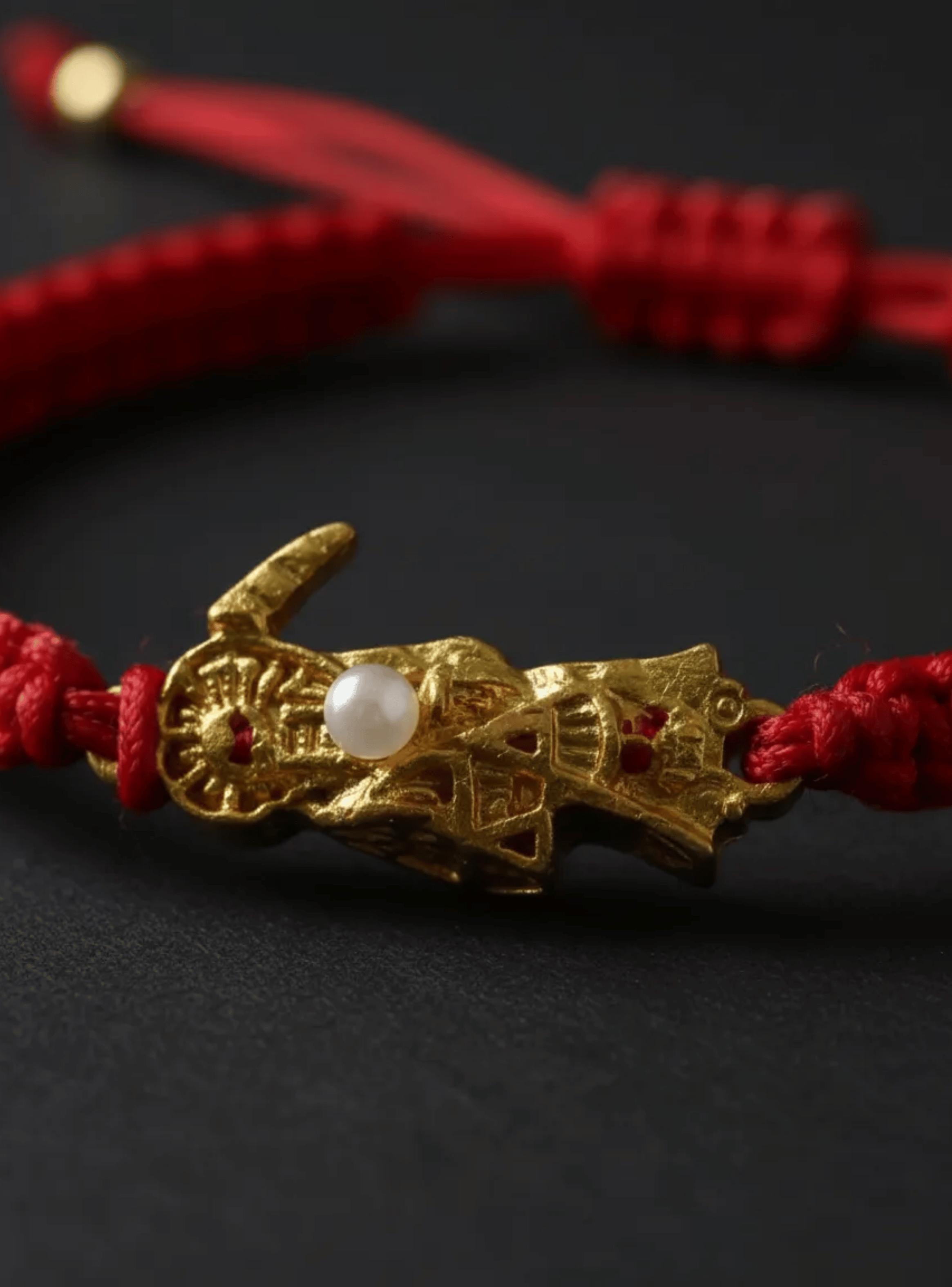 Pulsera Hilo Rojo Santa Muerte Dorada Ajustable Amuleto-3