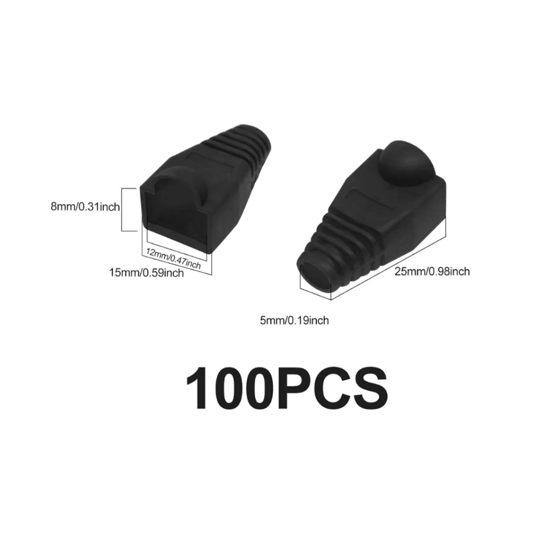 Funda Capuchon para Conector RJ45 100 Unidades Negro-3