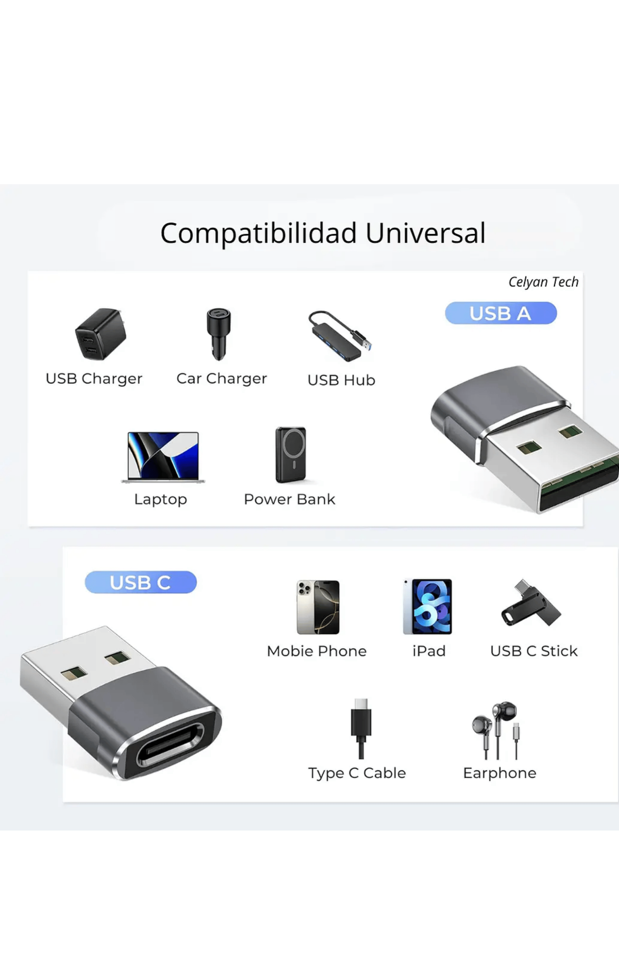 Adaptador USB Tipo C Hembra a USB Tipo A Macho USB 3 0 OTG-3