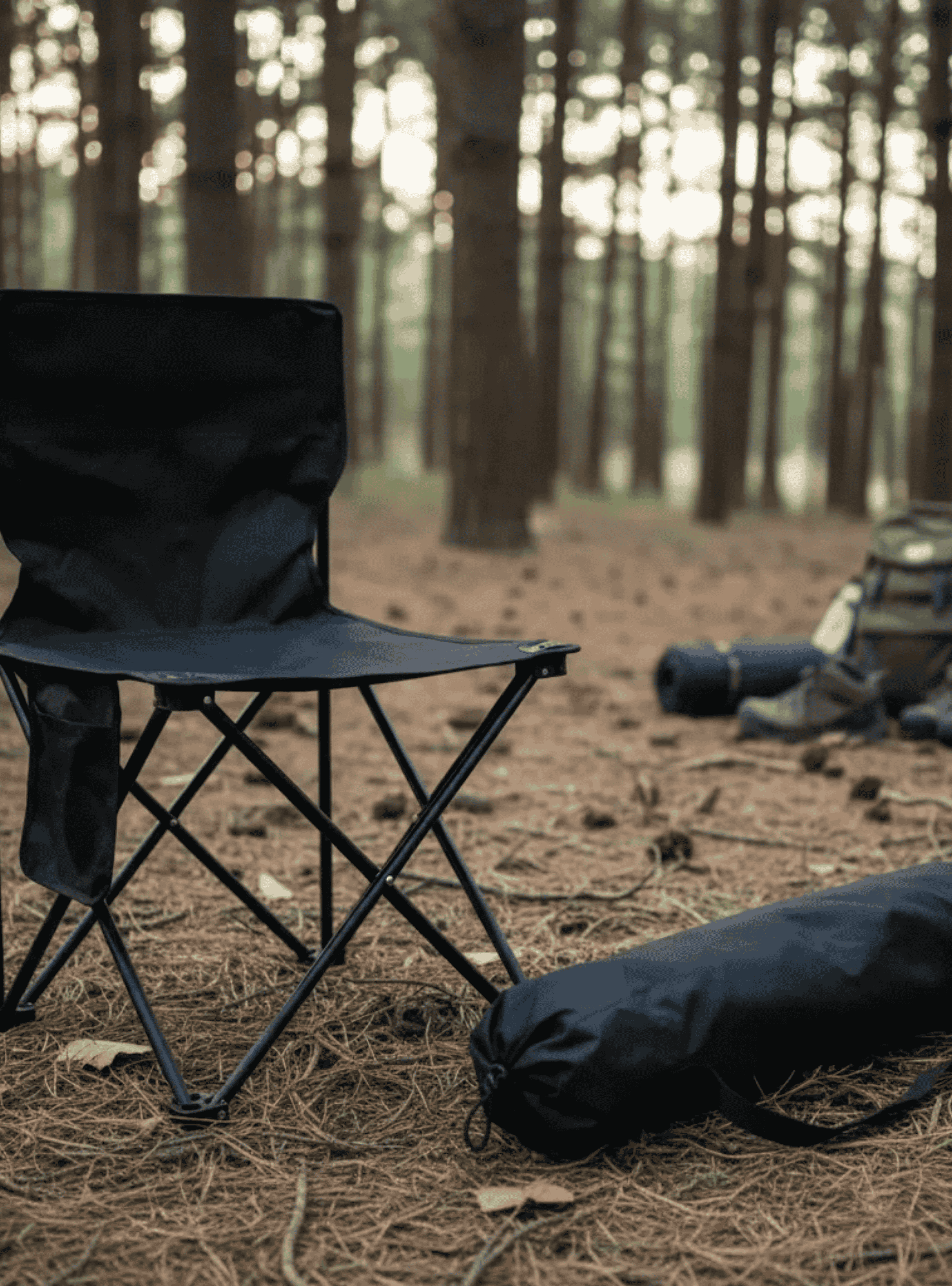 Silla Plegable Color Negro Camping Reforzada Estructura Firme con Bolso-4