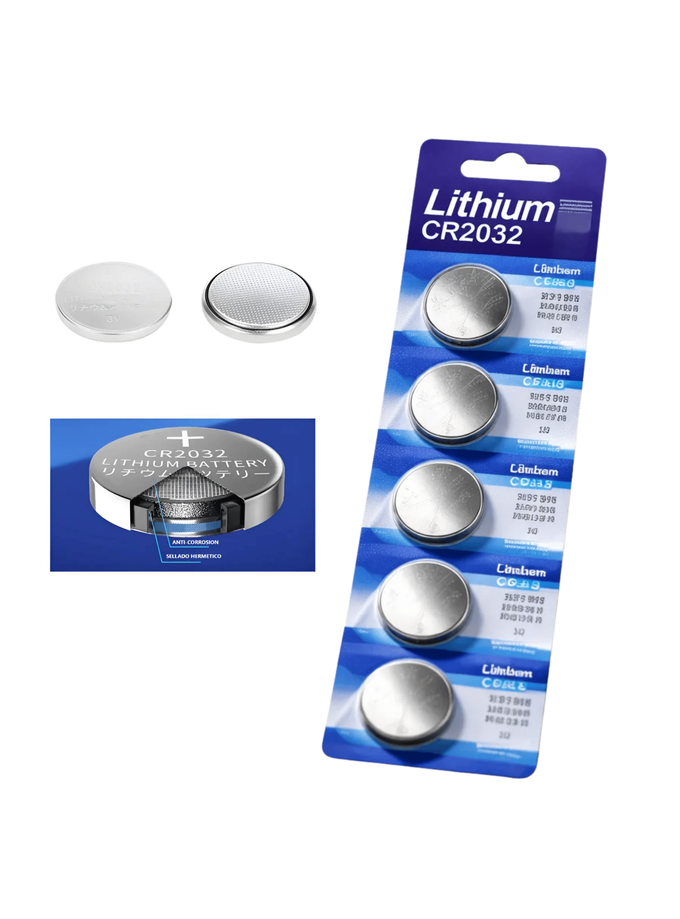 Blister 5 Pilas Baterías CR2032 Litio 3V-0