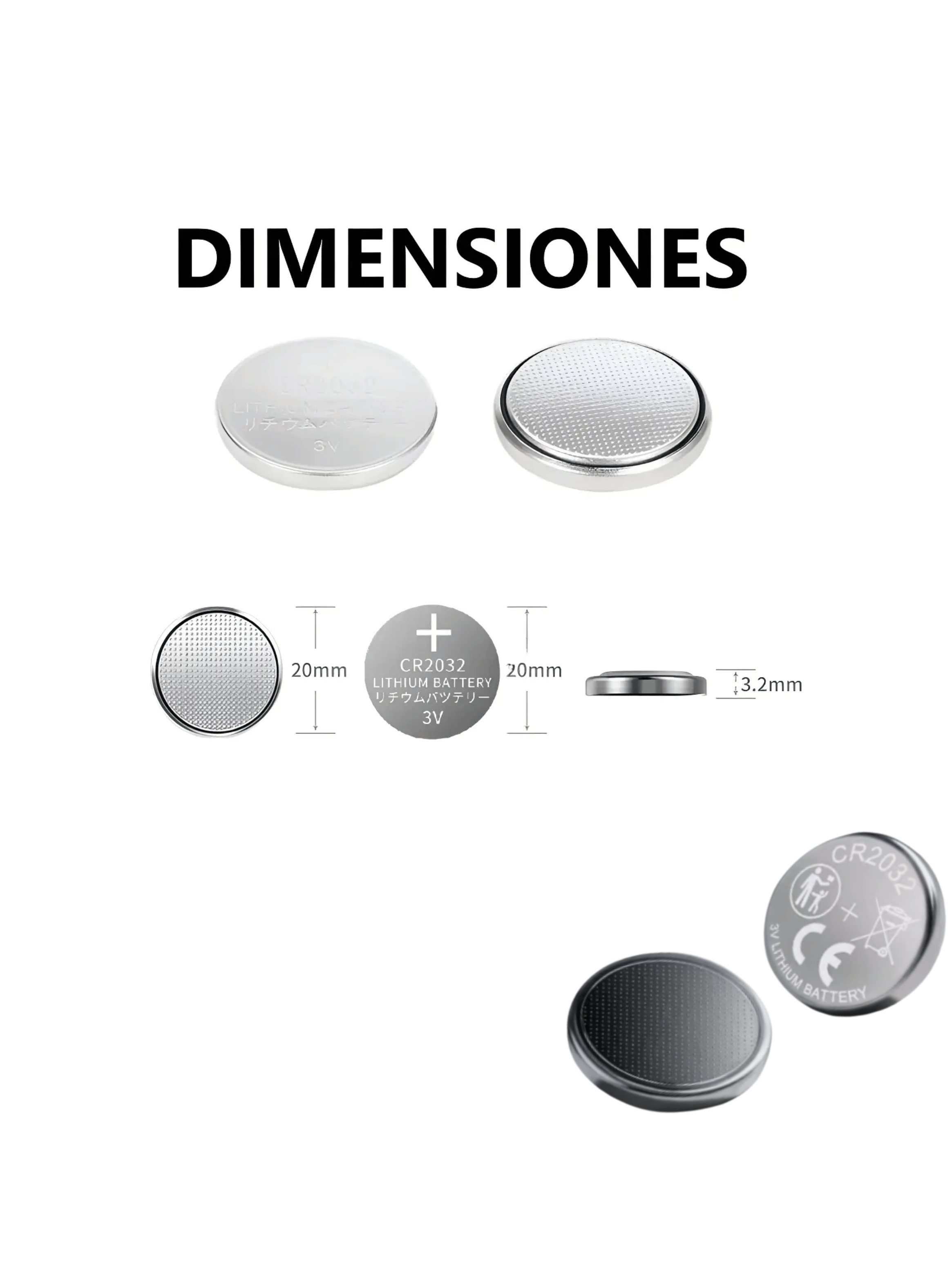 Blister 5 Pilas Baterías CR2032 Litio 3V-3