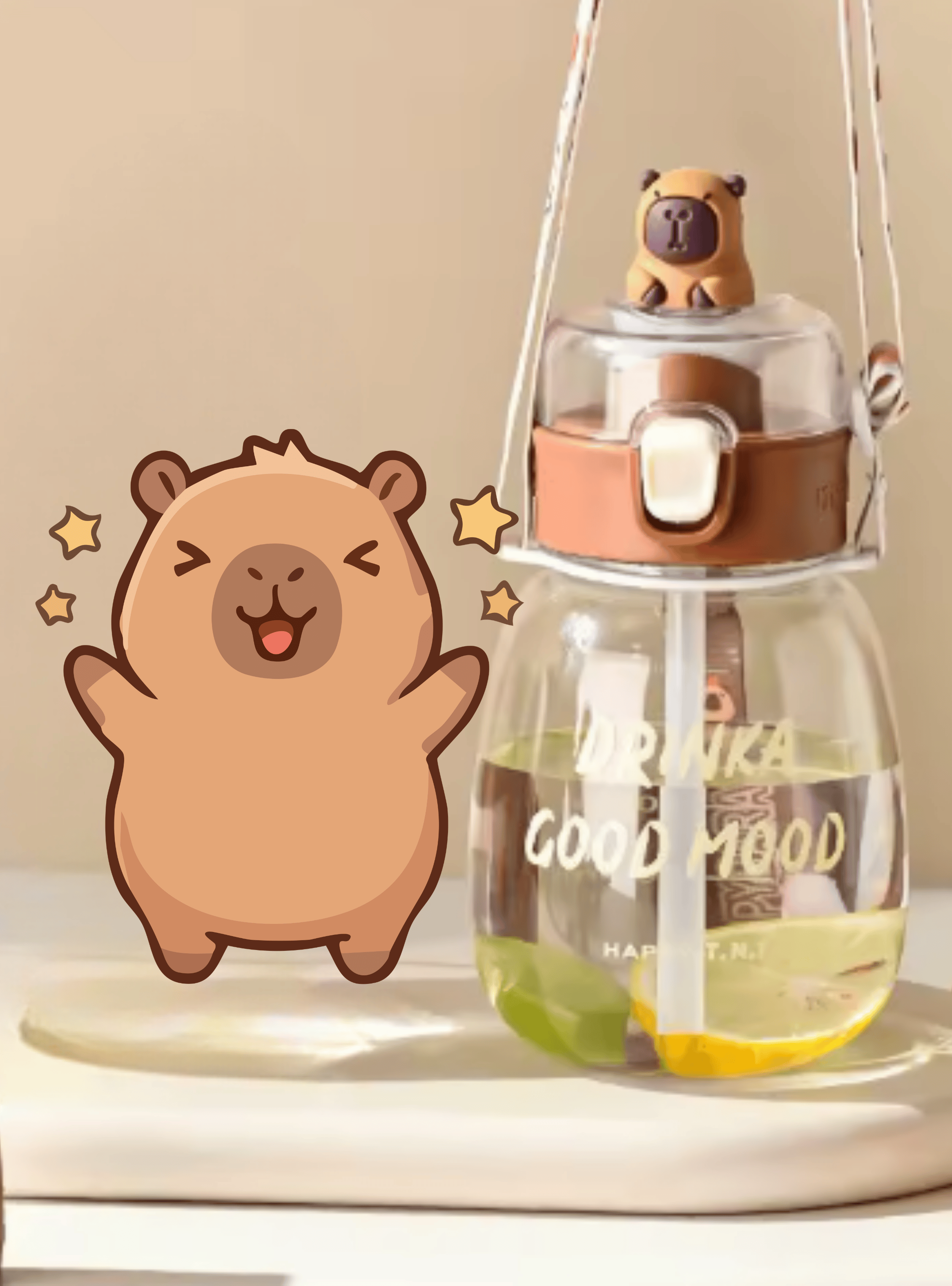 Botella de Agua Escolar con Pajilla Divertida Practica y Segura-2