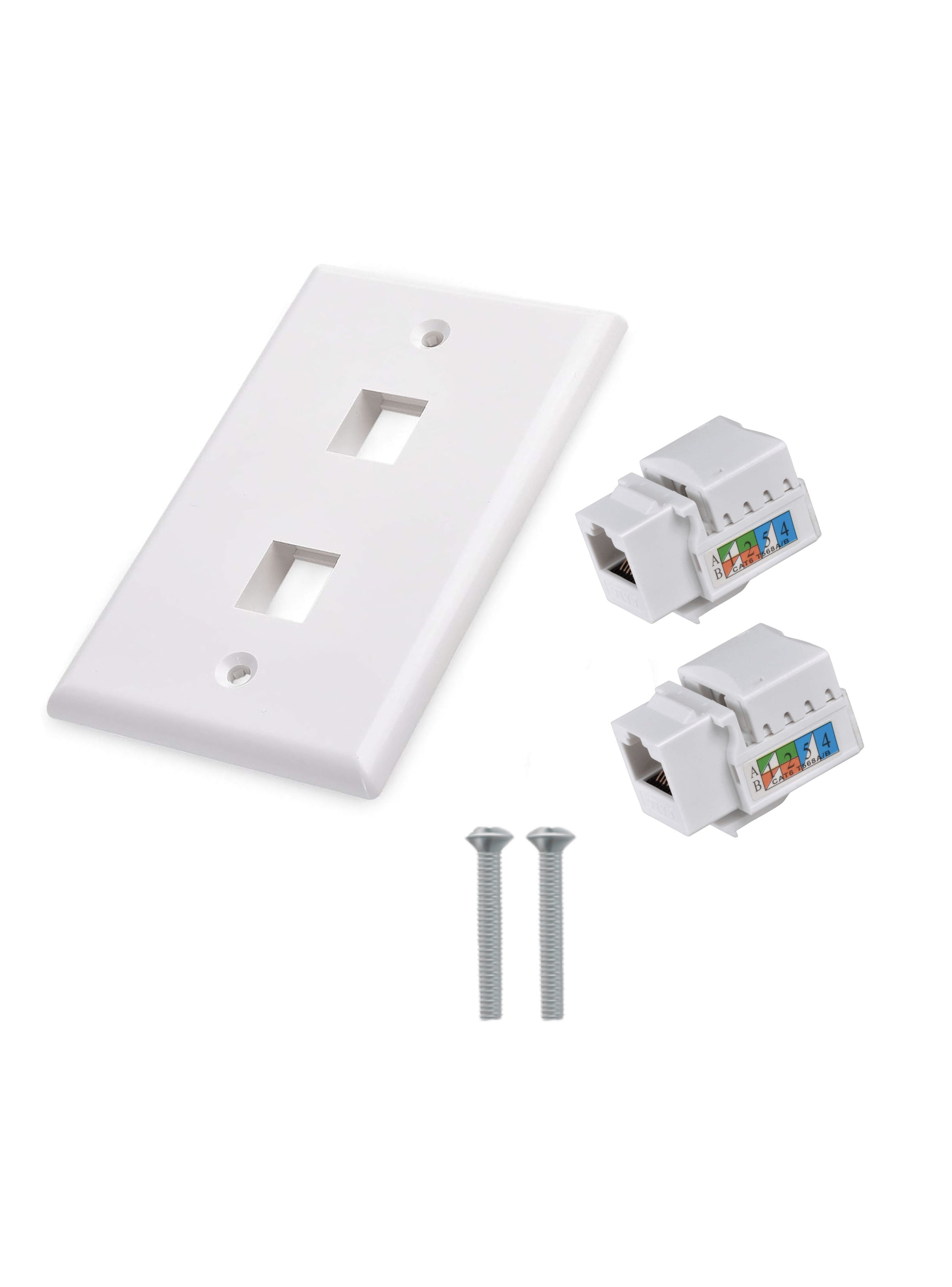 2 Modulos Rj45 Cat6 De Red Jack Keystone Con Tapa Muro Doble-0