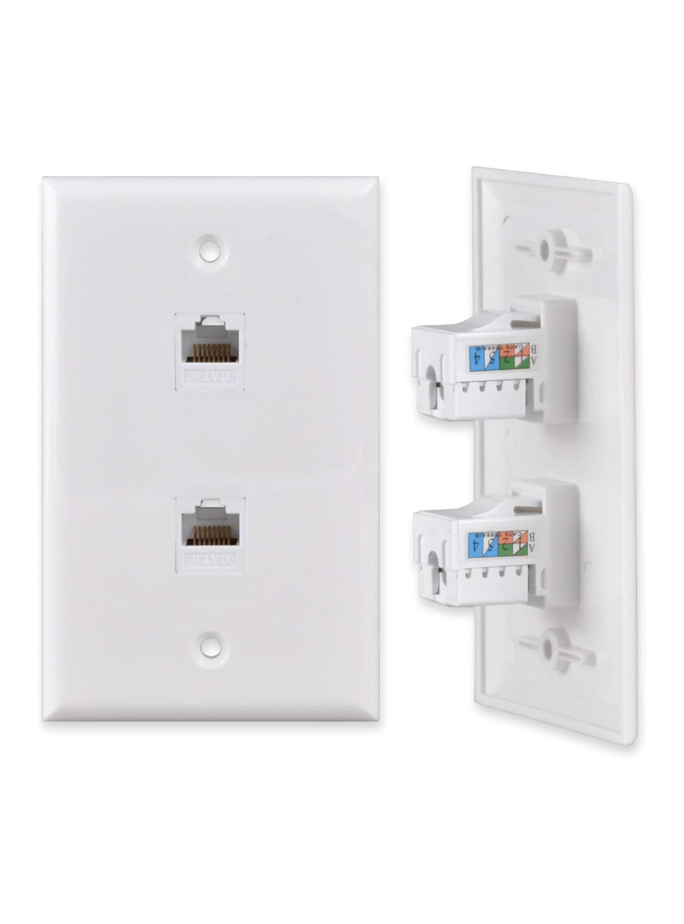 2 Modulos Rj45 Cat6 De Red Jack Keystone Con Tapa Muro Doble-4