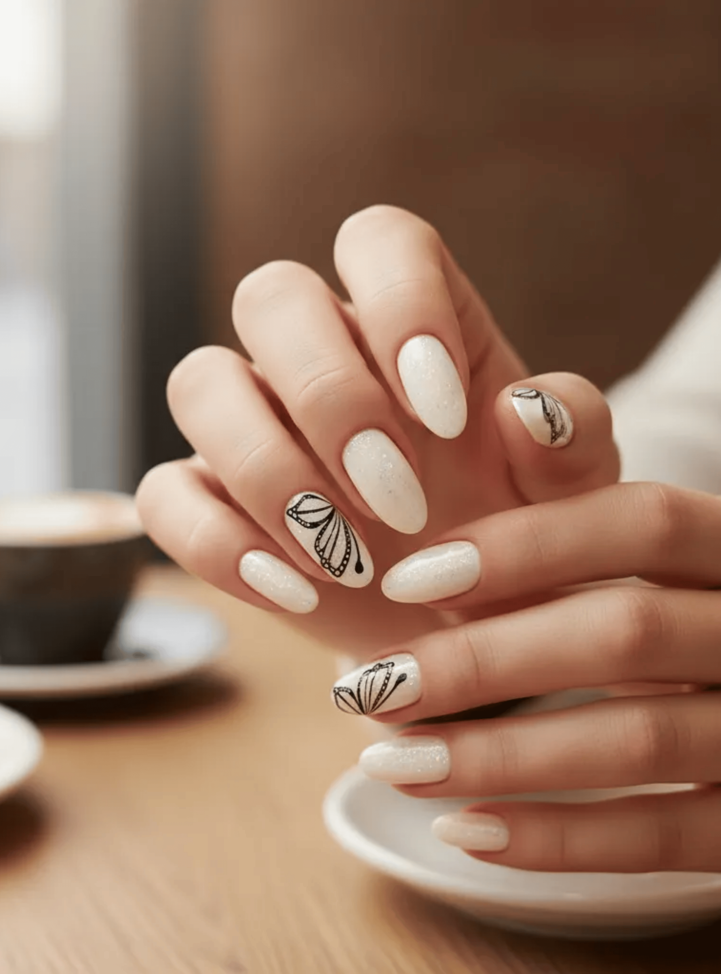 Uñas Press On Autoadhesivas Acabado Natural Mariposas-3