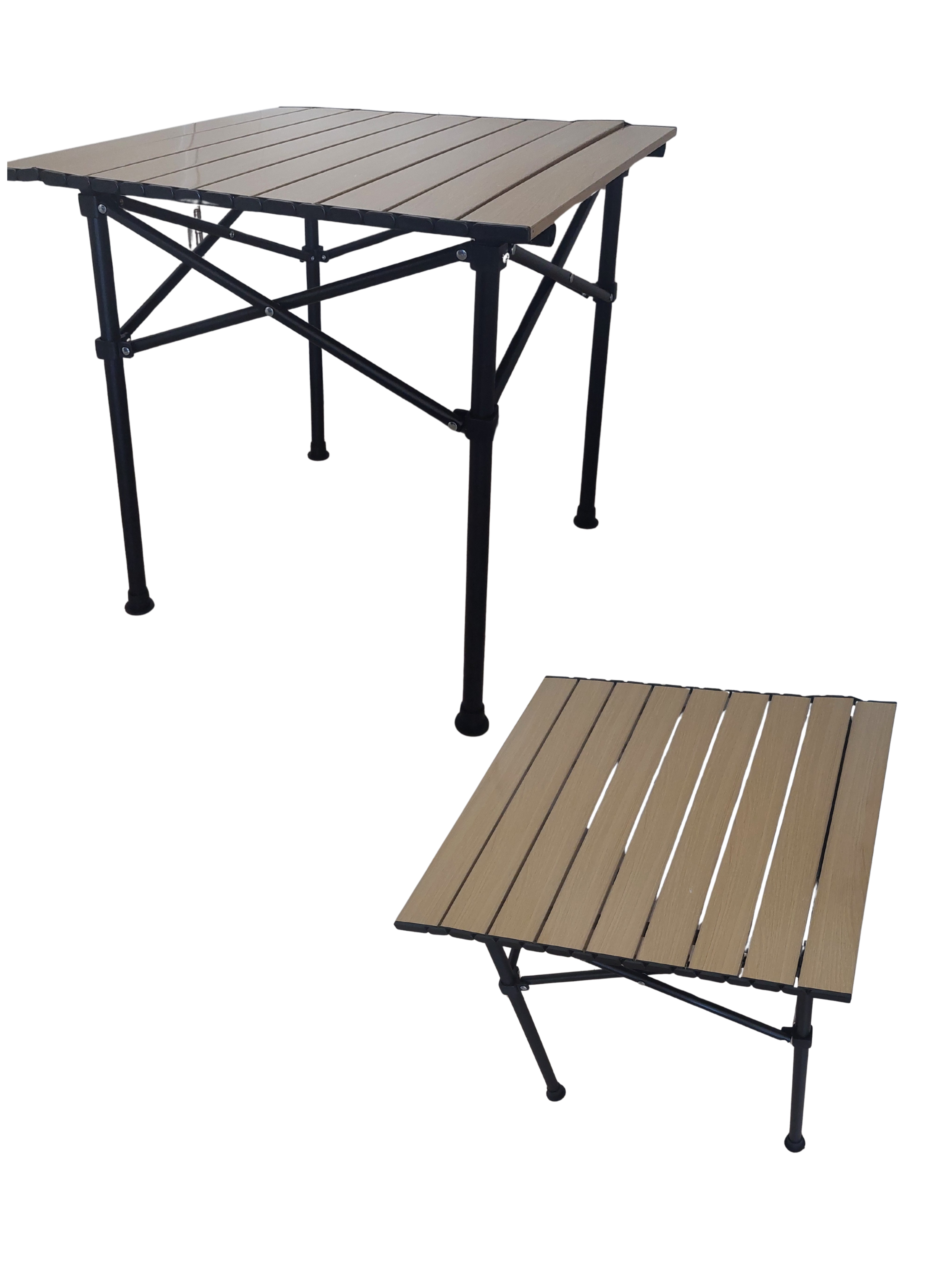 Mesa Plegable Camping Aluminio Liviana Portátil Exterior Diseño Madera-5