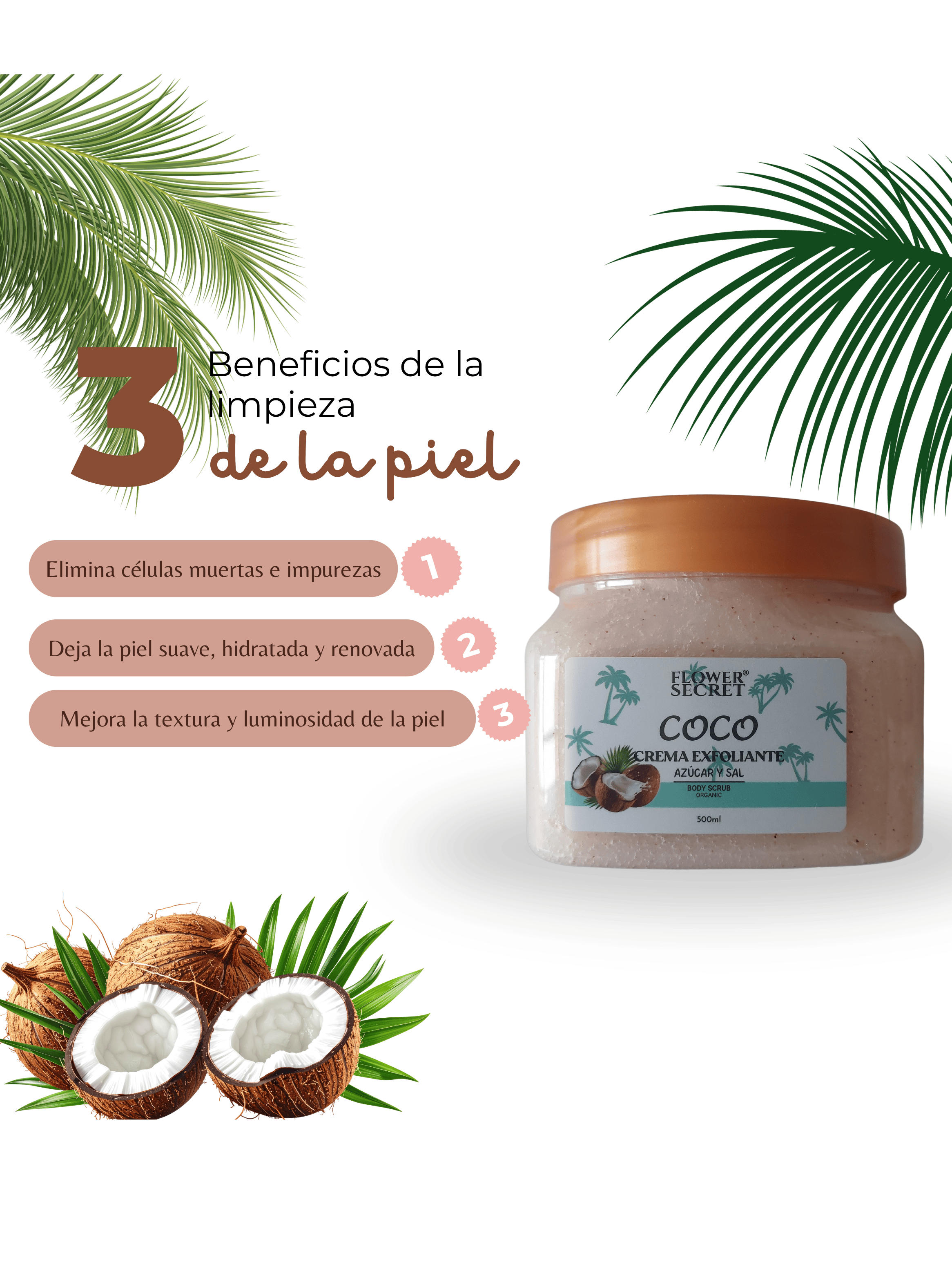 Exfoliante Corporal Azucar y Sal Coco 500ml Flower Secret-4