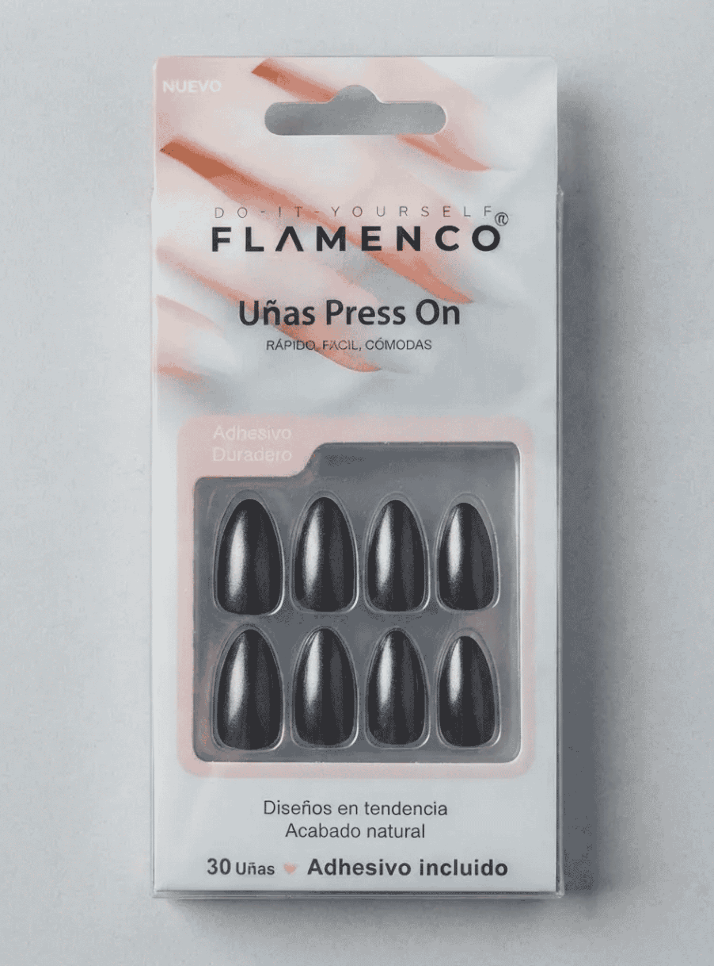 Uñas Press On Autoadhesivas Acabado Natural Negras-4
