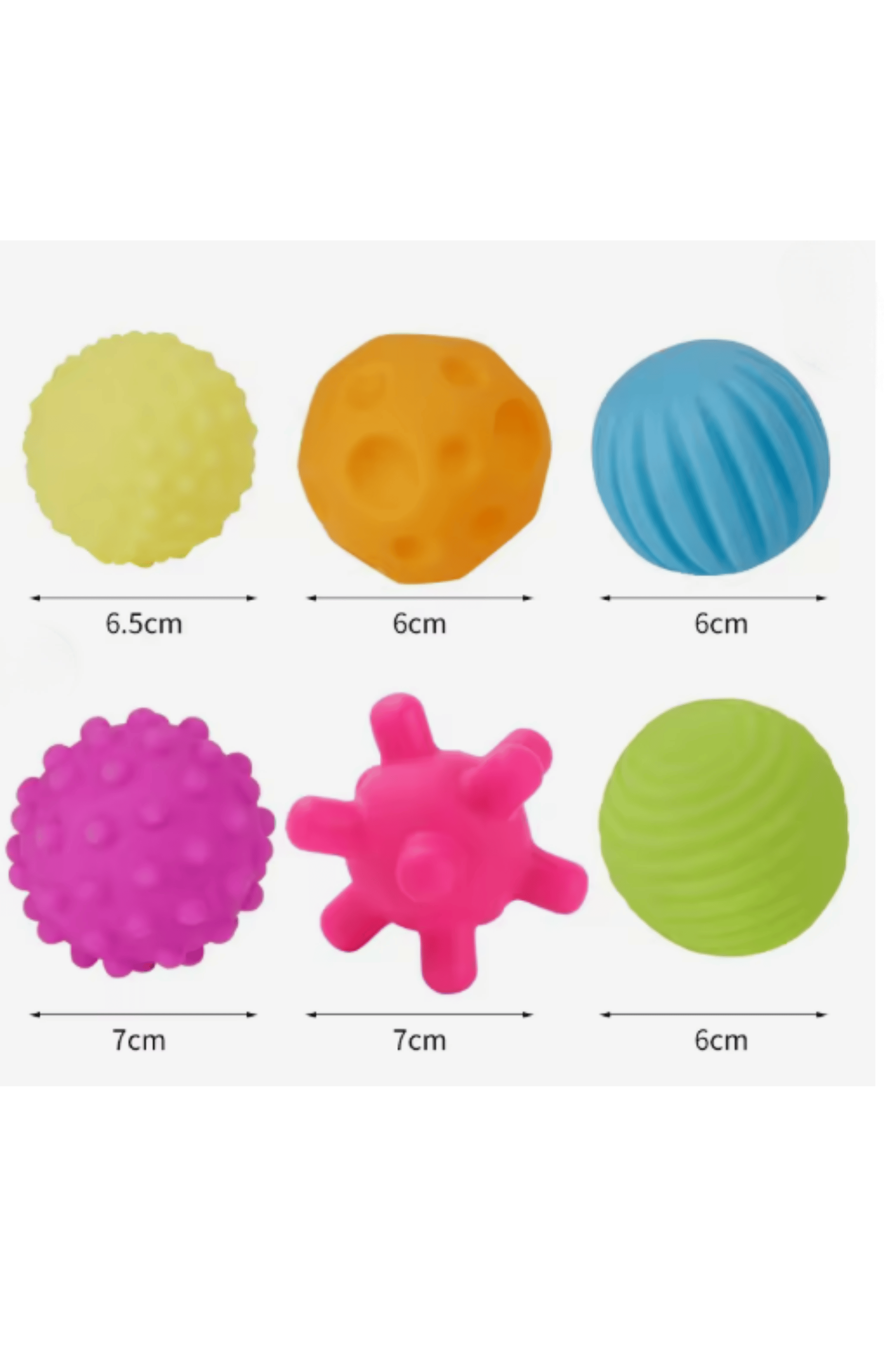 Set de 6 Pelotas Sensoriales Texturizadas para Bebe Juguete Educativo-5