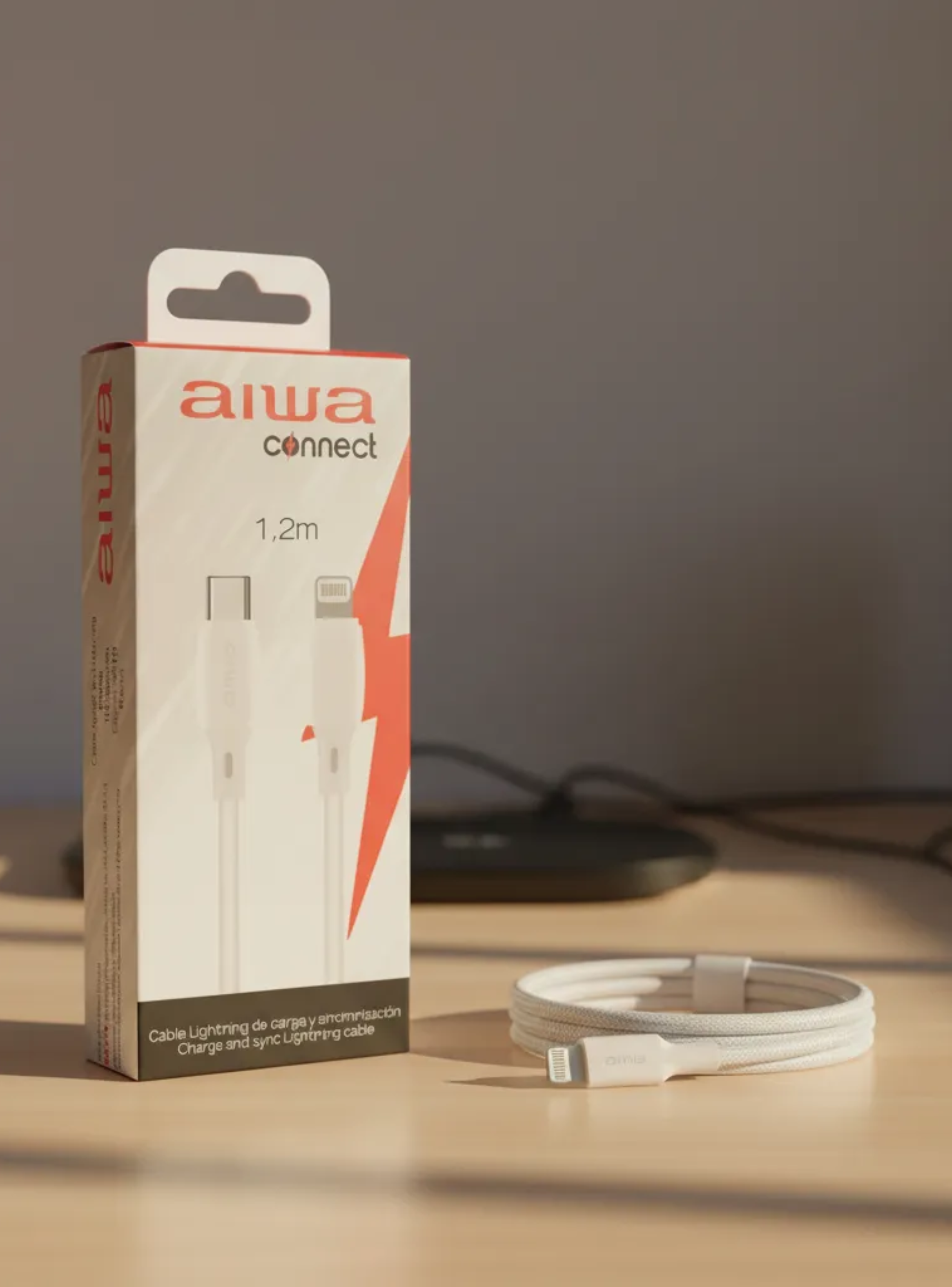 Cable USB Tipo C a Lightning Aiwa 1 2 m Blanco-2