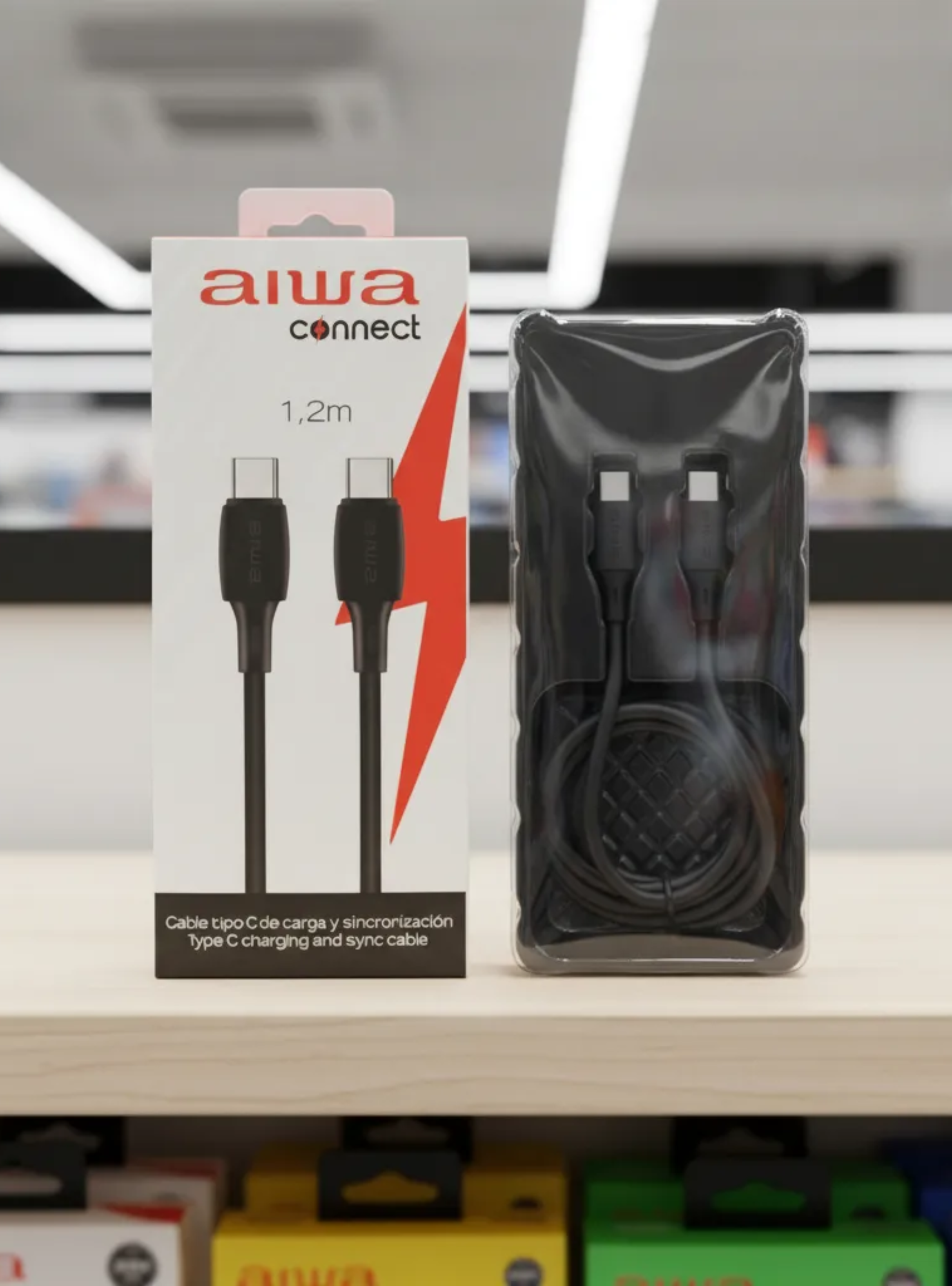 Cable Aiwa USB Tipo C a Tipo C 1 Metro Negro-4