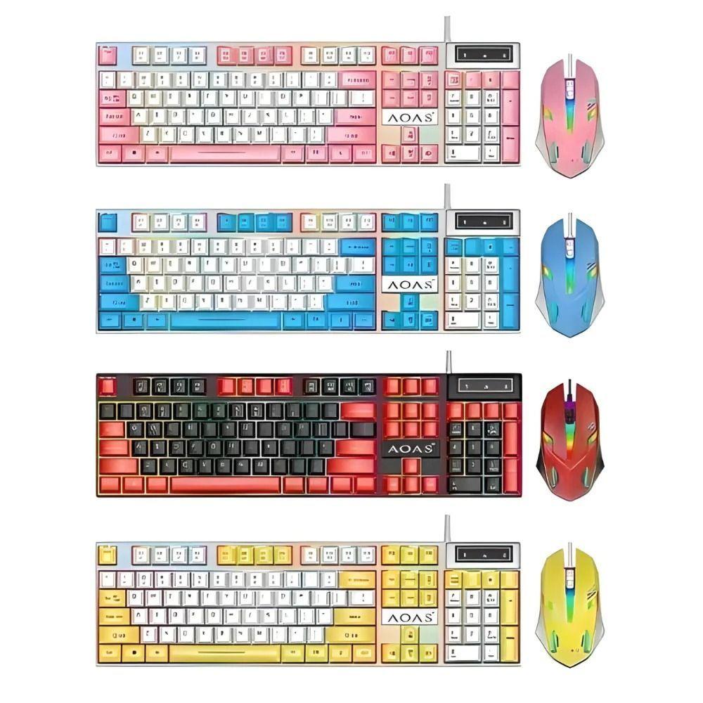 Pack Teclado y Mouse AOAS M-450 color Rosado-3