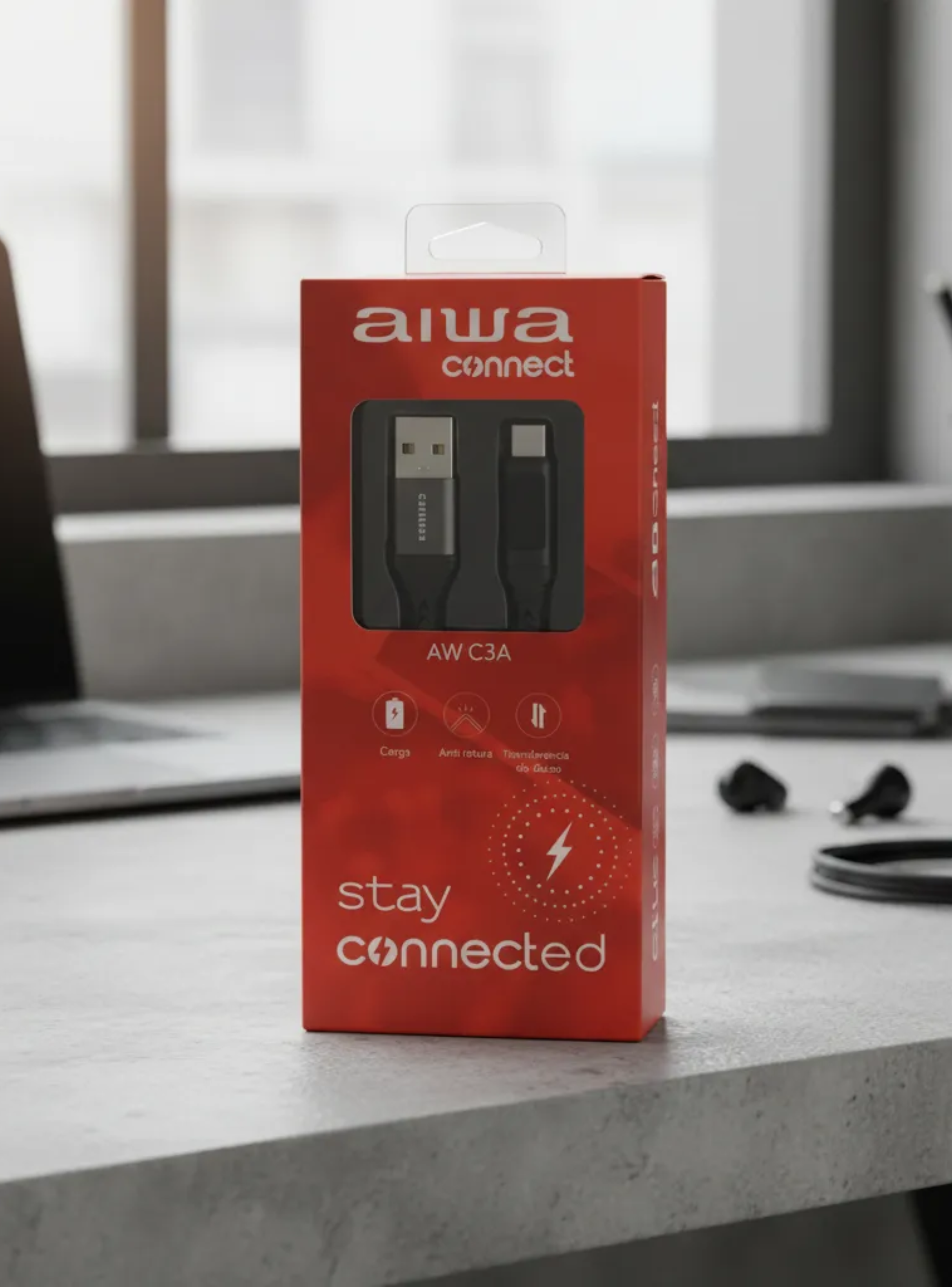 Cable USB Tipo A a Tipo C Nylon Trenzado Pantalla LED Aluminio Negro Antirotura-2