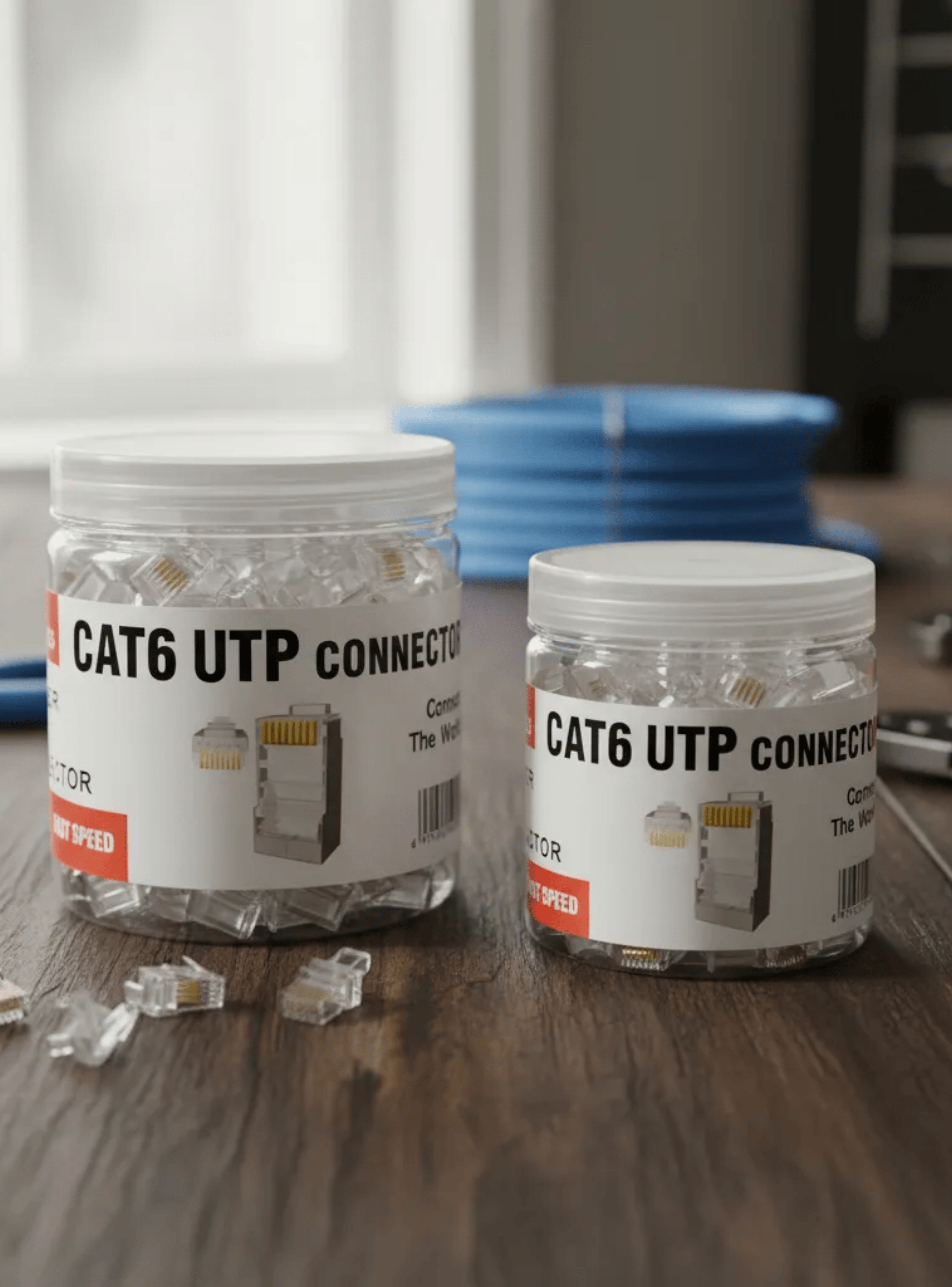 Pack 100 Conectores RJ45 UTP Para cables de red Cat6 24 26 AWG-2