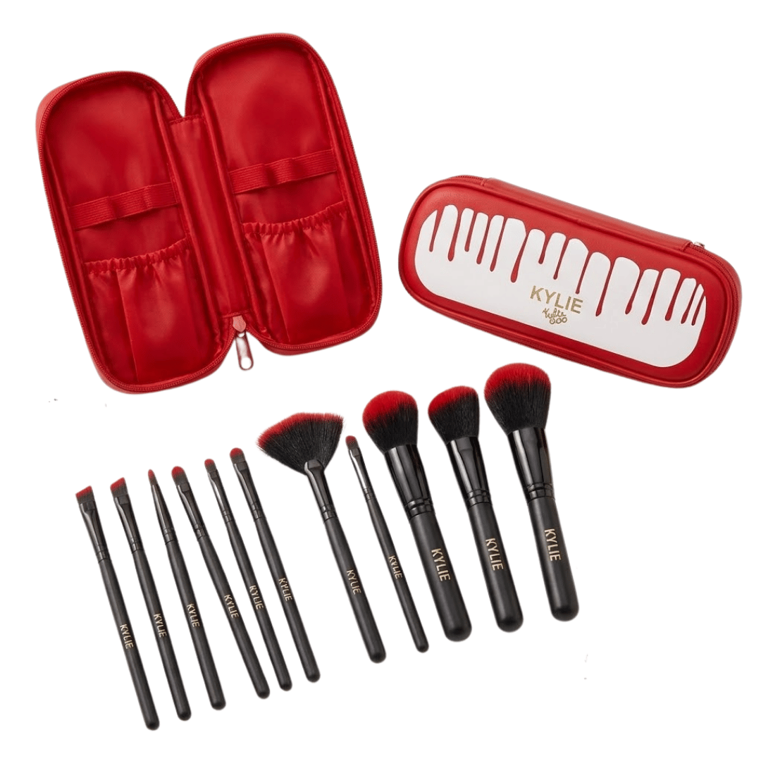 Set de Brochas de Maquillaje Kylie 12 Piezas Bolso Rojo-3