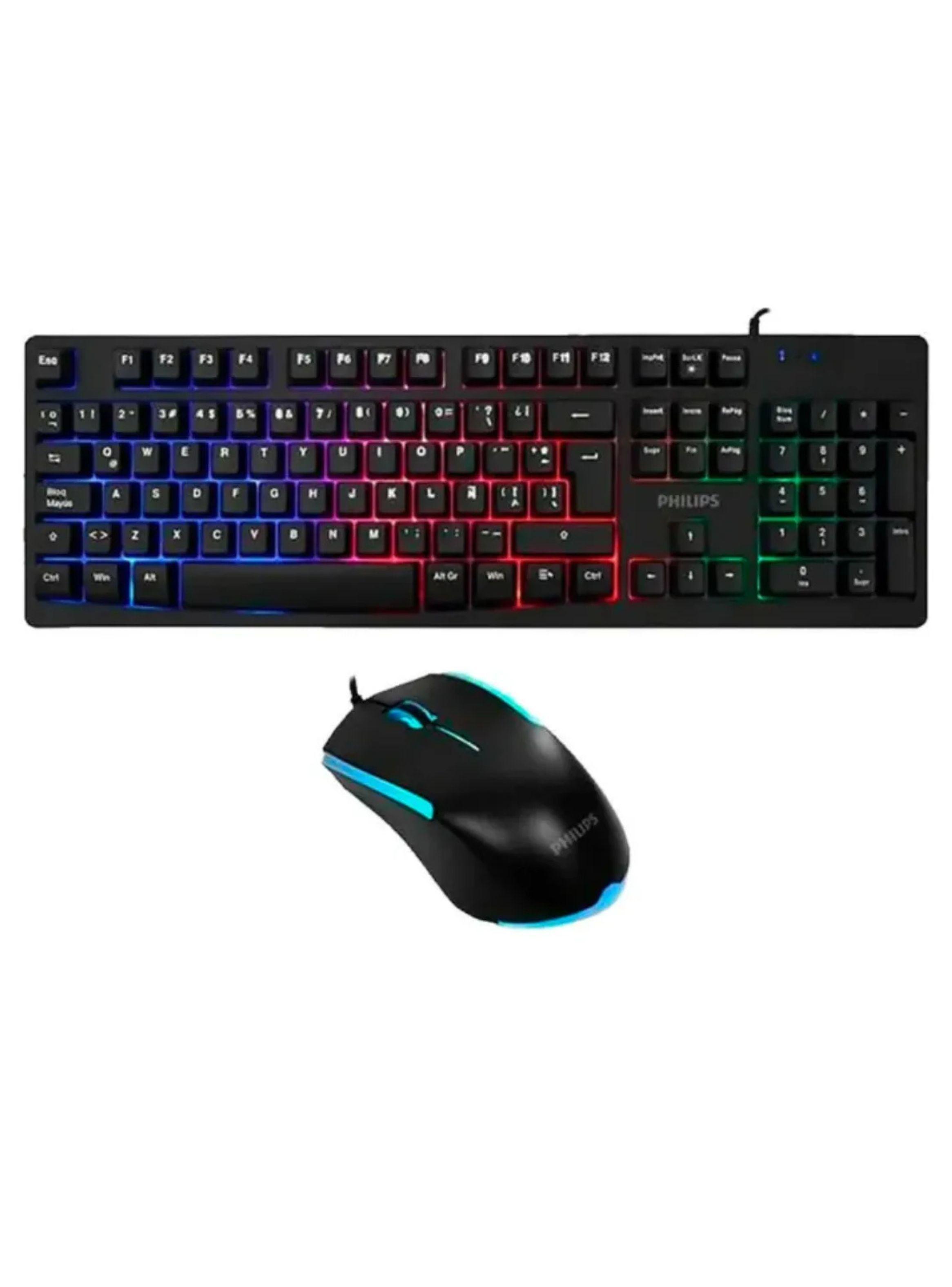 Combo Teclado Y Mouse Philips Spt6214bk Led Rgb Usb-3