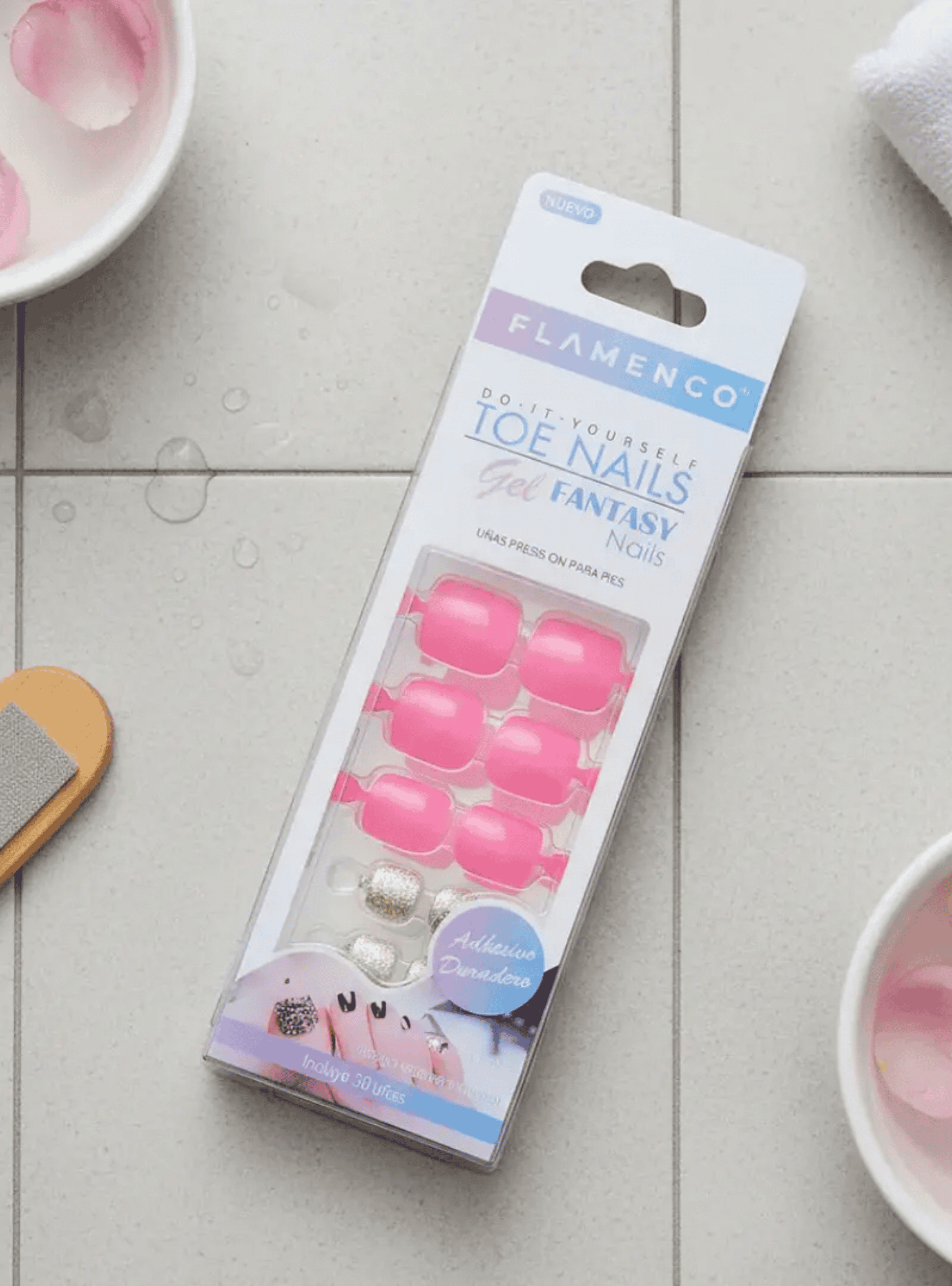 Uñas Press On Autoadhesivas Para Pies Gel Fantasy Color Rosado-2