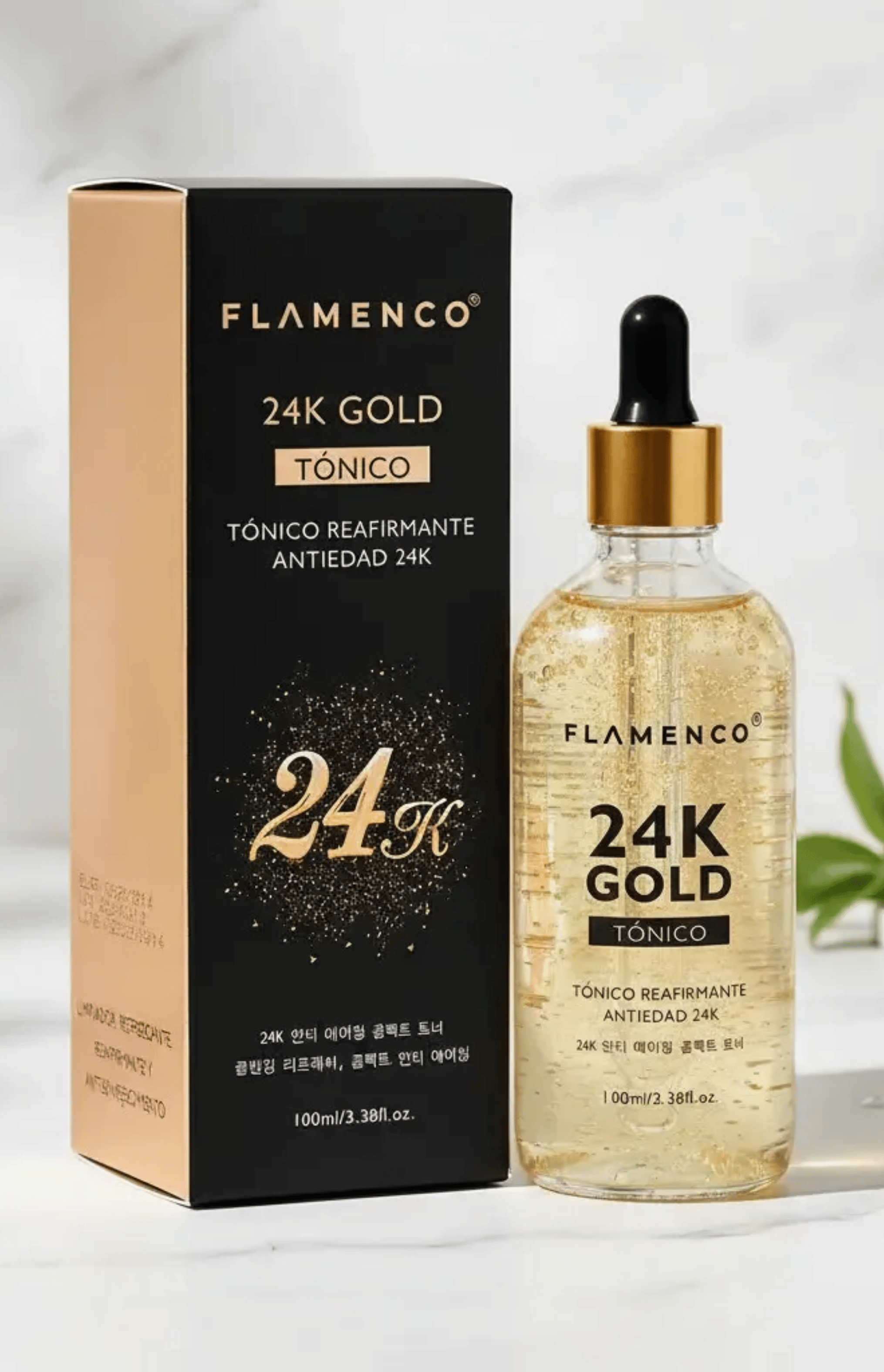 Tonico Facial Flamenco Reafirmante Antiedad Gold 24K 100 ml-2
