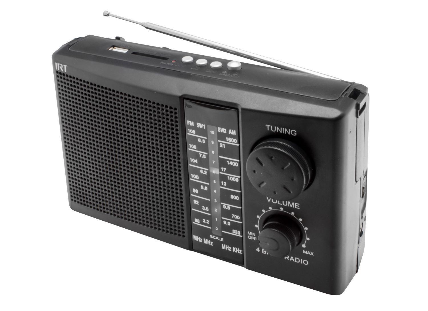 RADIO AM/FM/SW/USB/MSD 4 BANDAS RECARGABLE IRT NEG-4